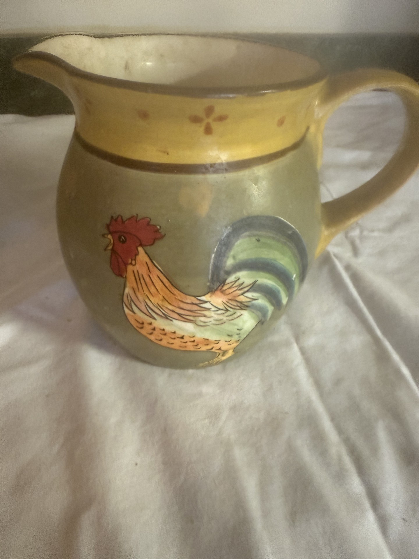 Two ceramic pitchers with floral and rooster designs - image 5 of 8