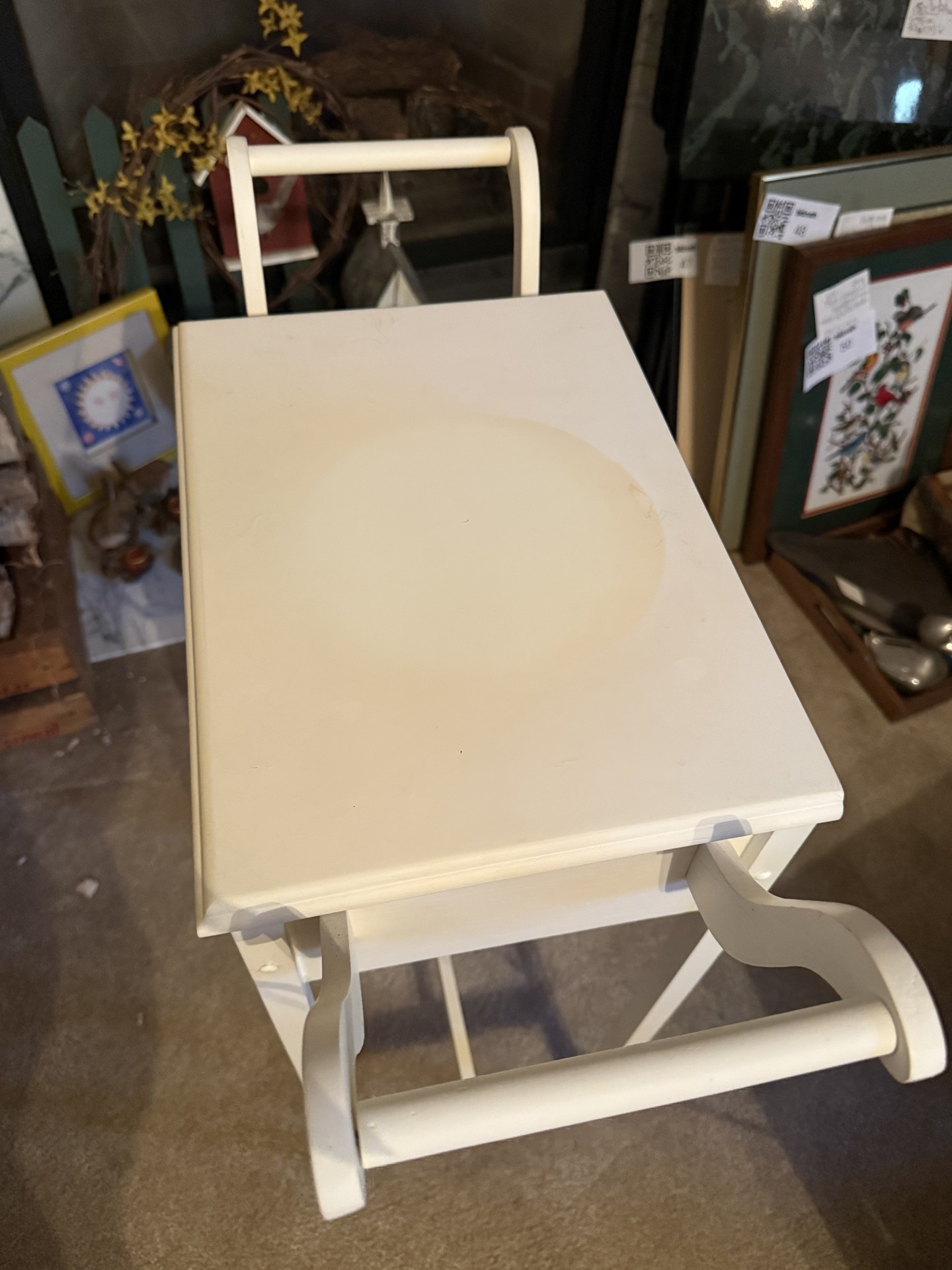 White wooden nightstand with single drawer - image 10 of 12
