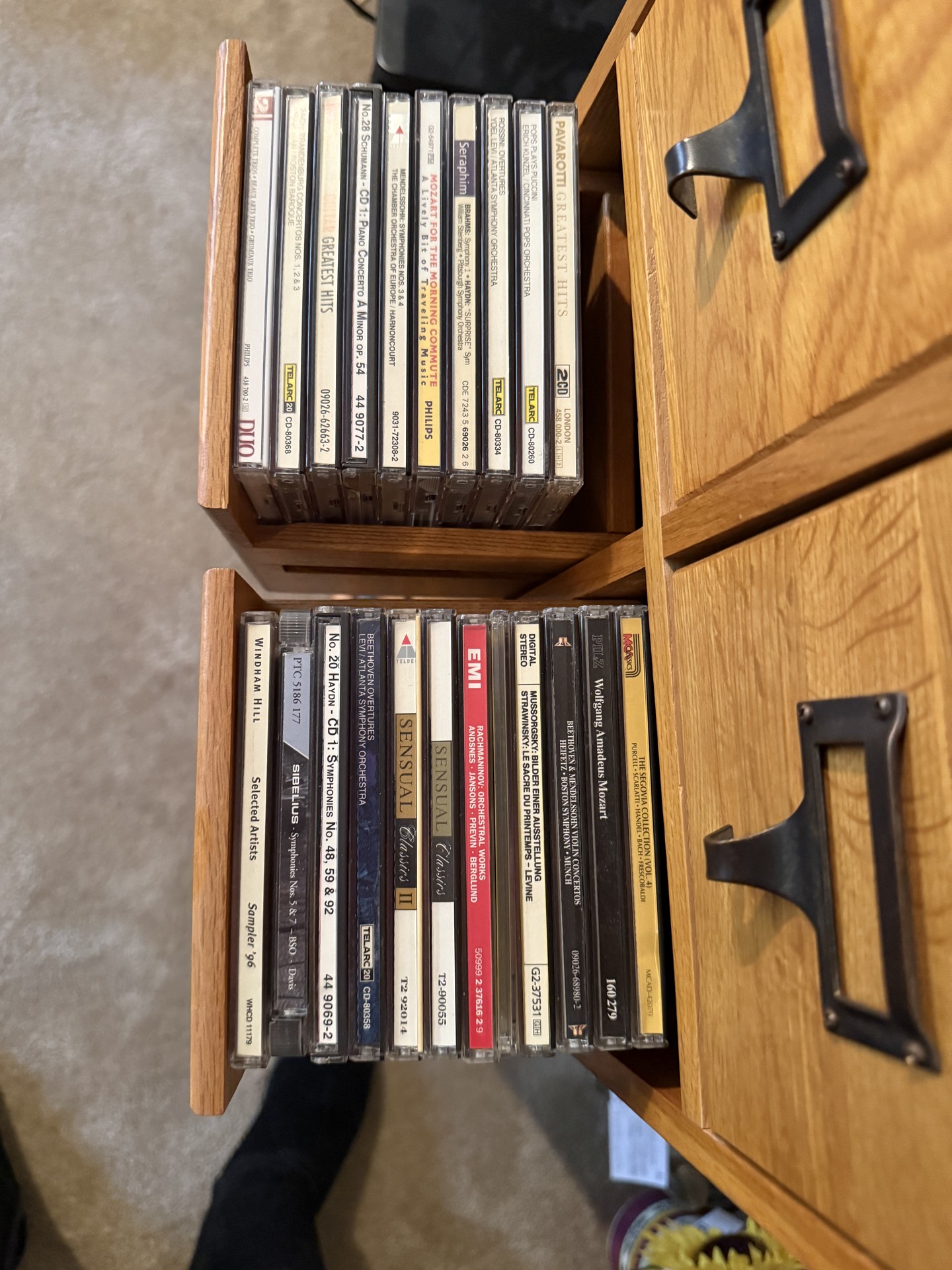 Oak-finished tall cabinet with multiple small drawers - image 6 of 12