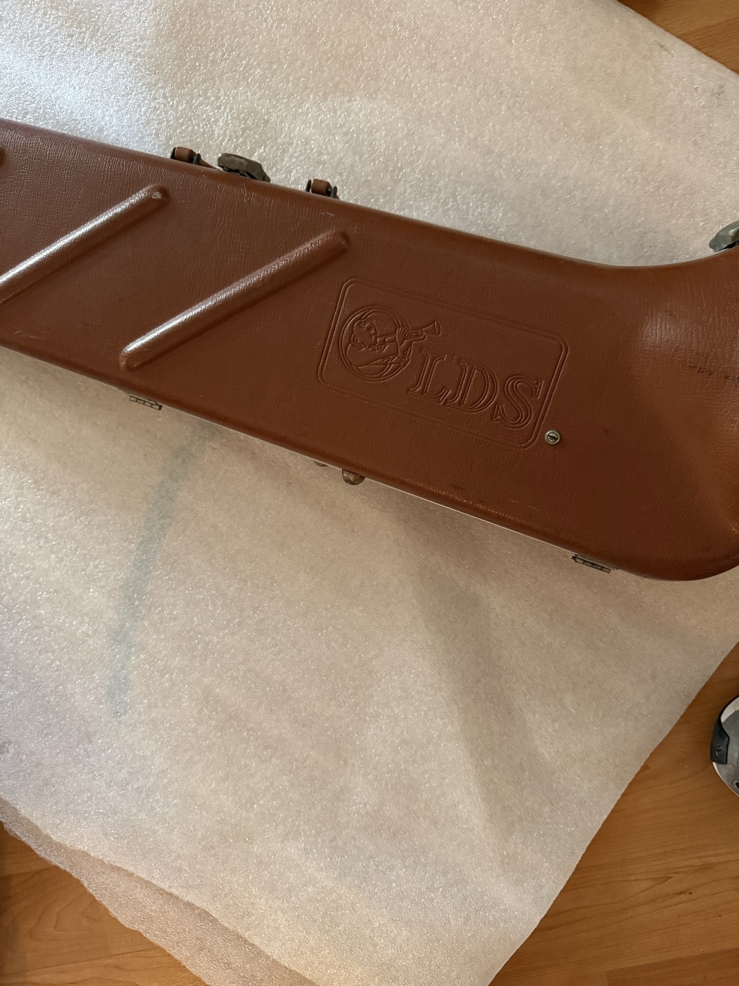 Brass trombone in a brown plush-lined case - image 6 of 7