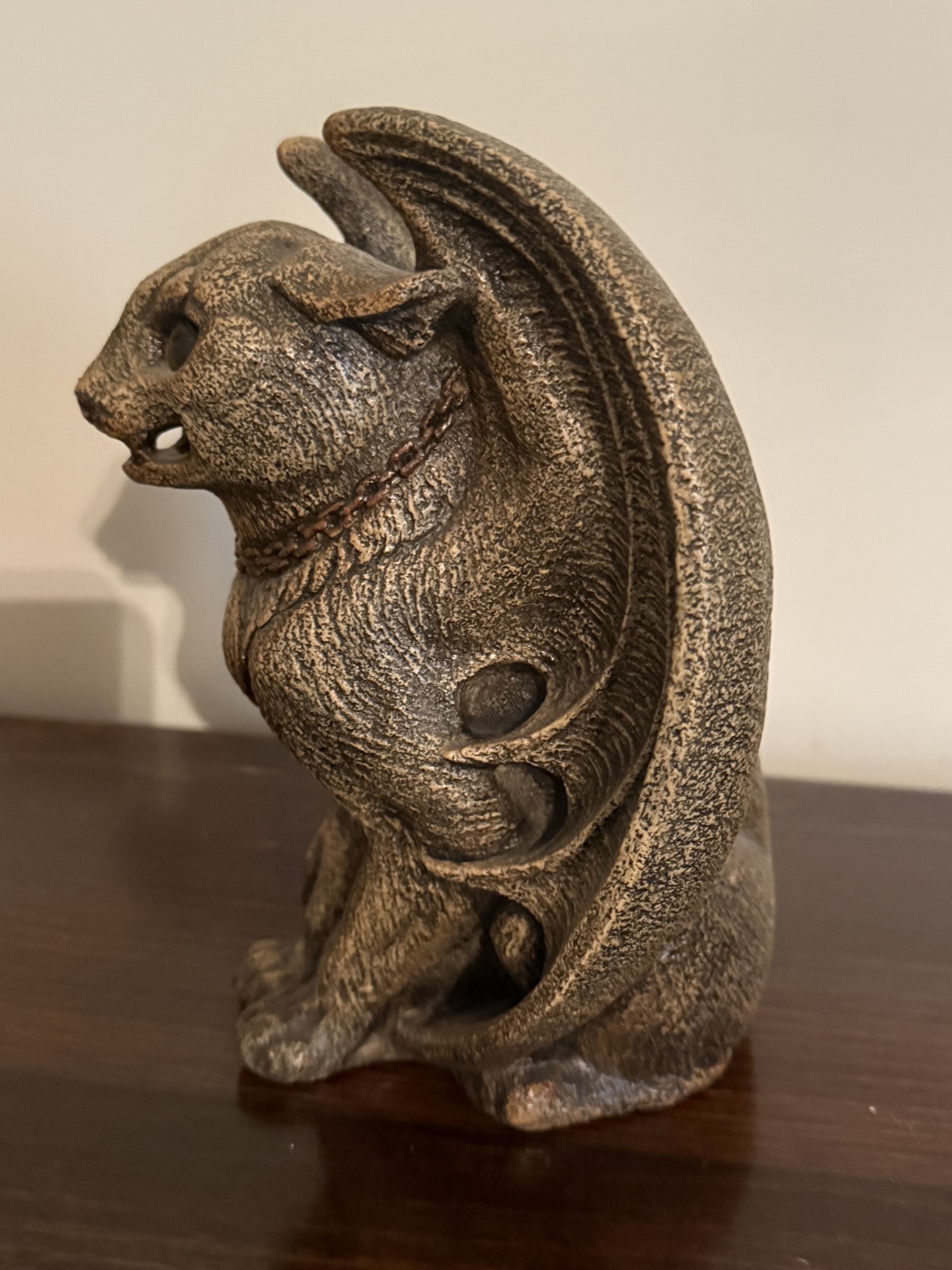 Winged Gargoyle Sculpture with Red Glass Center - image 5 of 9