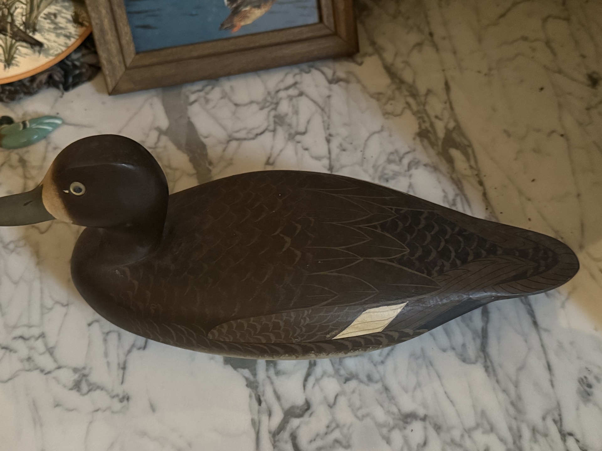 Duck-themed decorative collection with carved decoys, metal bank, and framed art - image 6 of 20