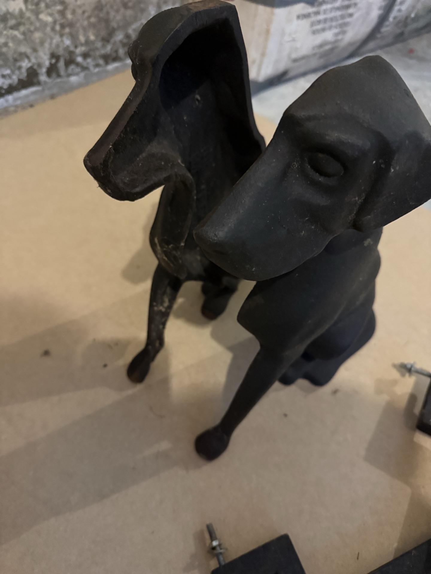 Black dog sculpture with metal angular frames - image 2 of 4