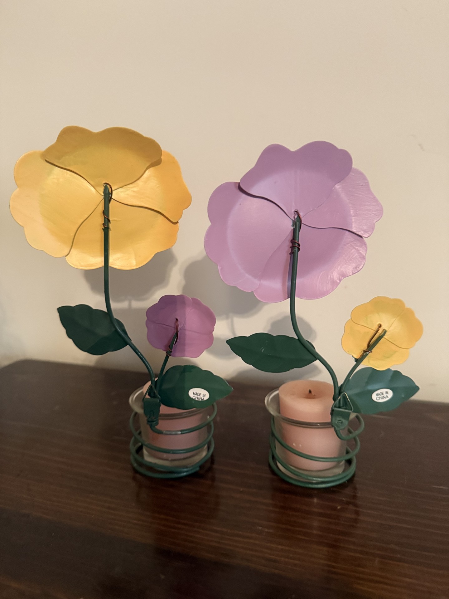 Pair of Metal Flower Candle Holders - image 1 of 5