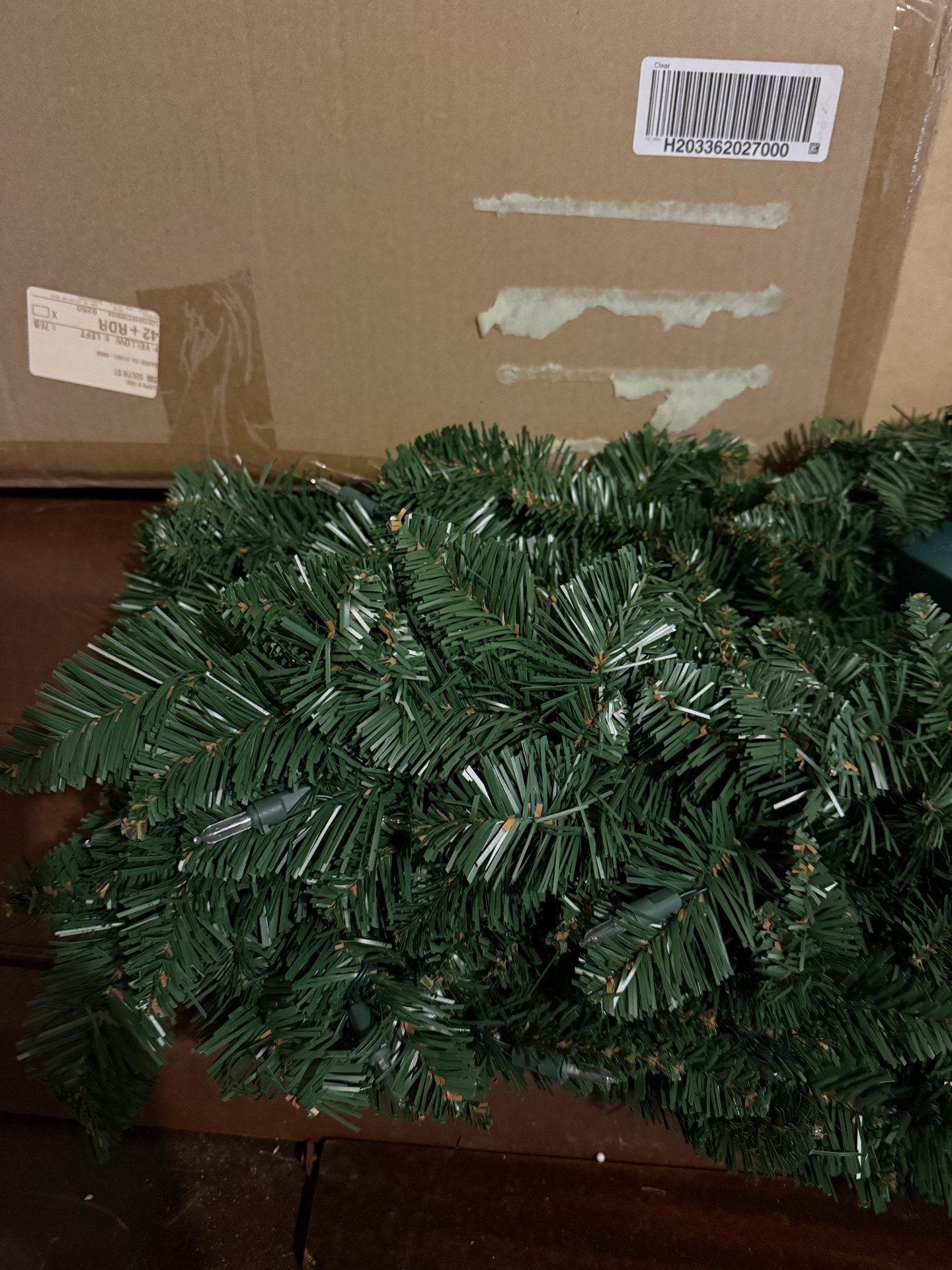 Green artificial garland with lights and storage boxes - image 2 of 5