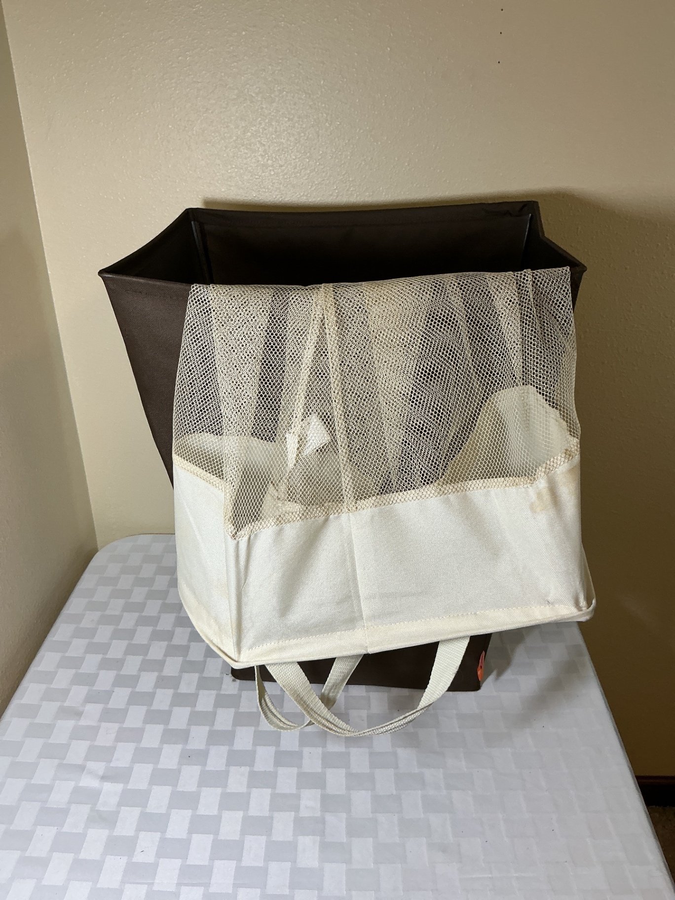 Laundry hamper with cleaning brush set and steam iron - image 3 of 6