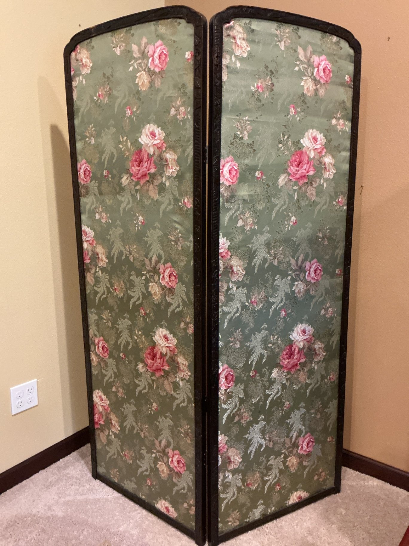 Two-Panel Floral Folding Screen - image 1 of 4