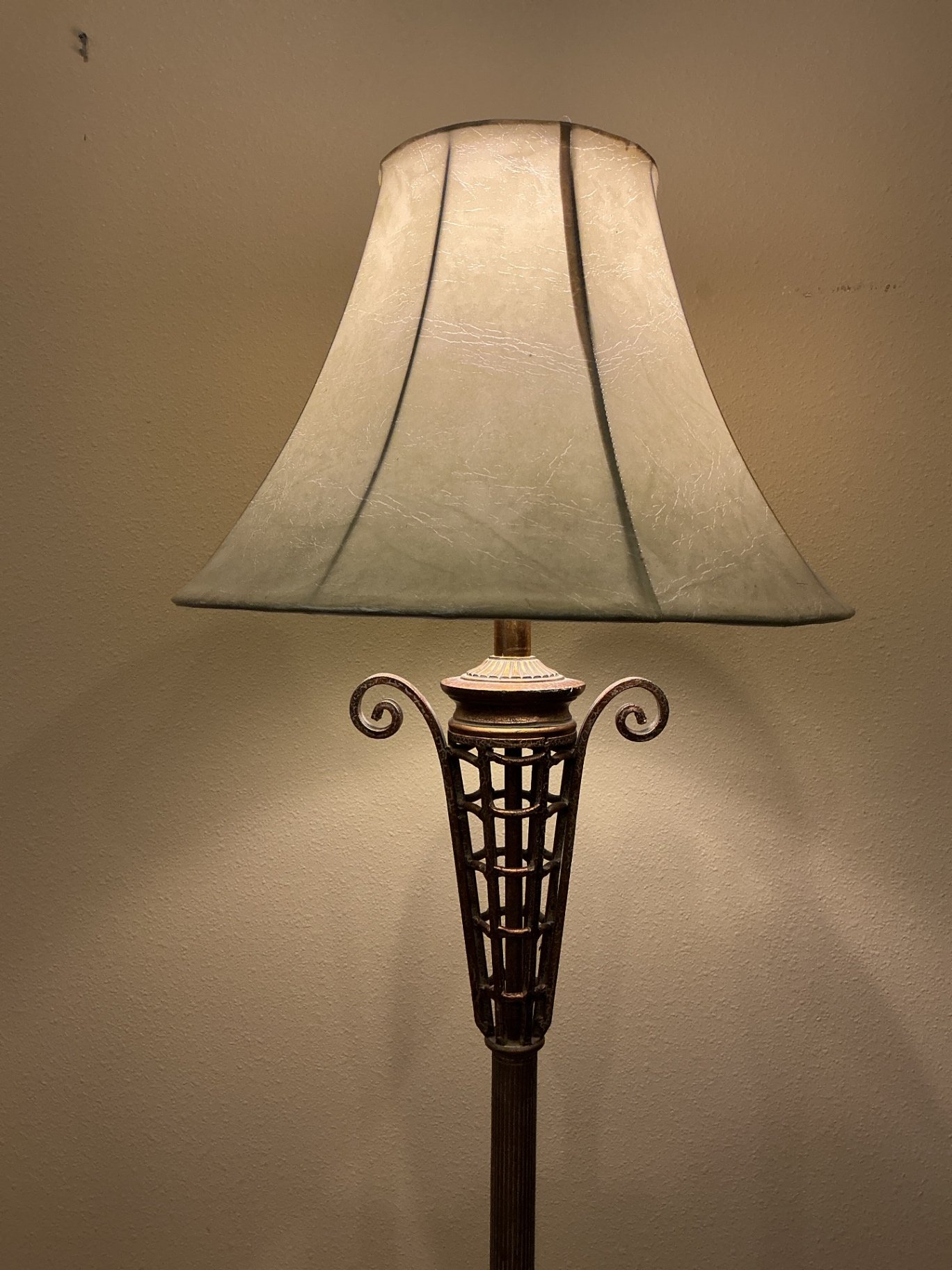 Floor lamp with decorative metal base and fabric shade - image 3 of 6