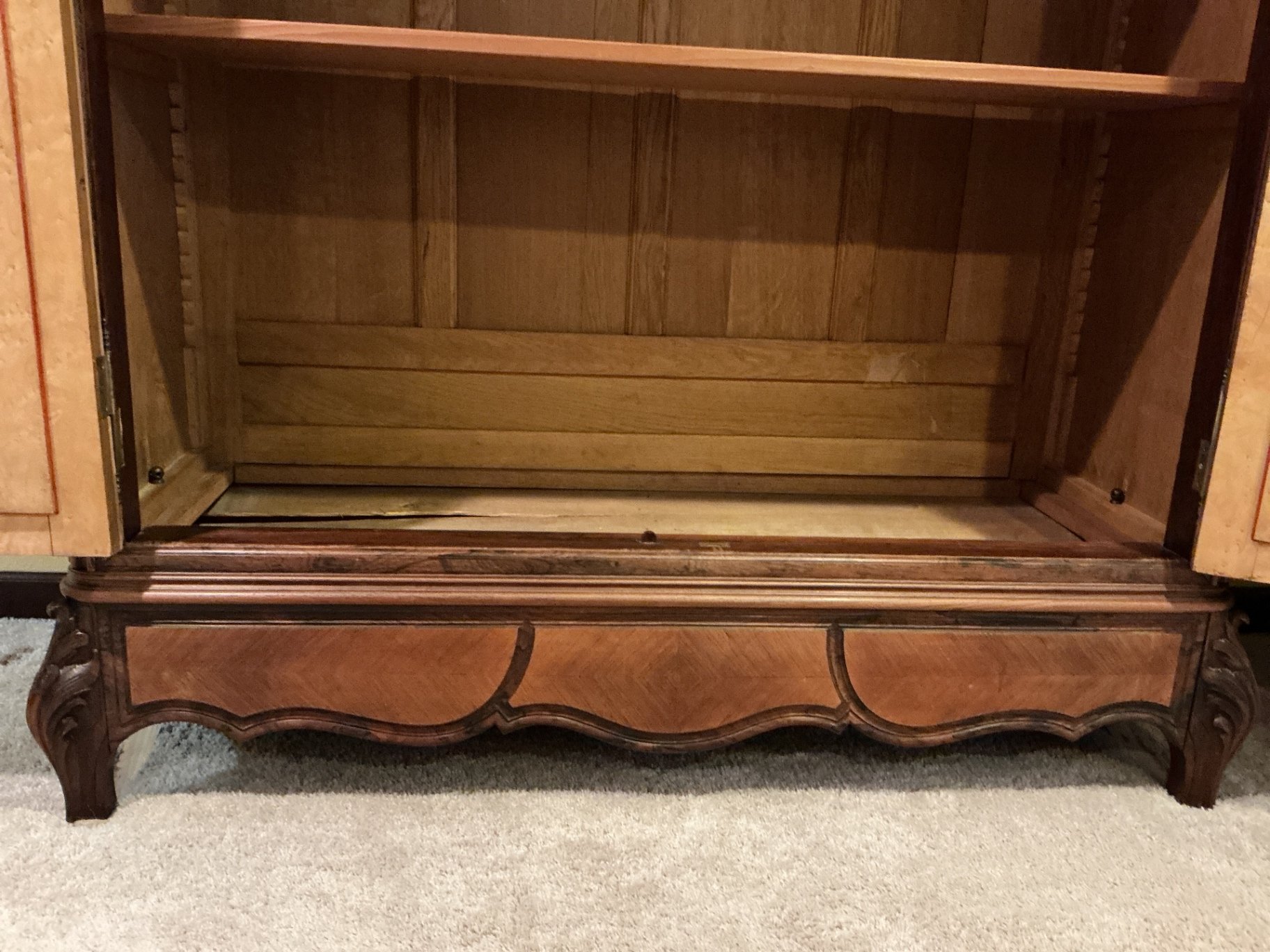 Vintage, Louis XV Style, carved wooden armoire with mirrored doors - image 9 of 9