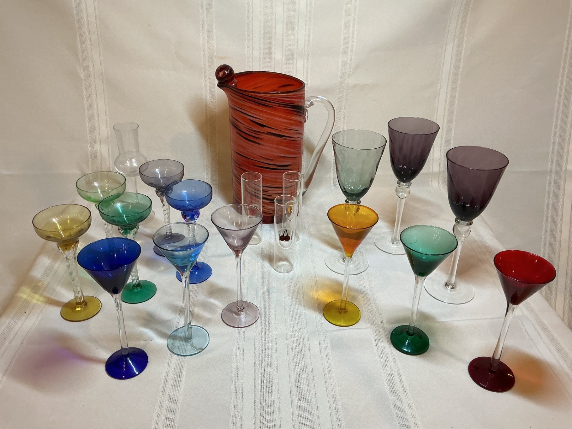 Colorful Glassware Set with Pitcher and Stemware - image 1 of 8