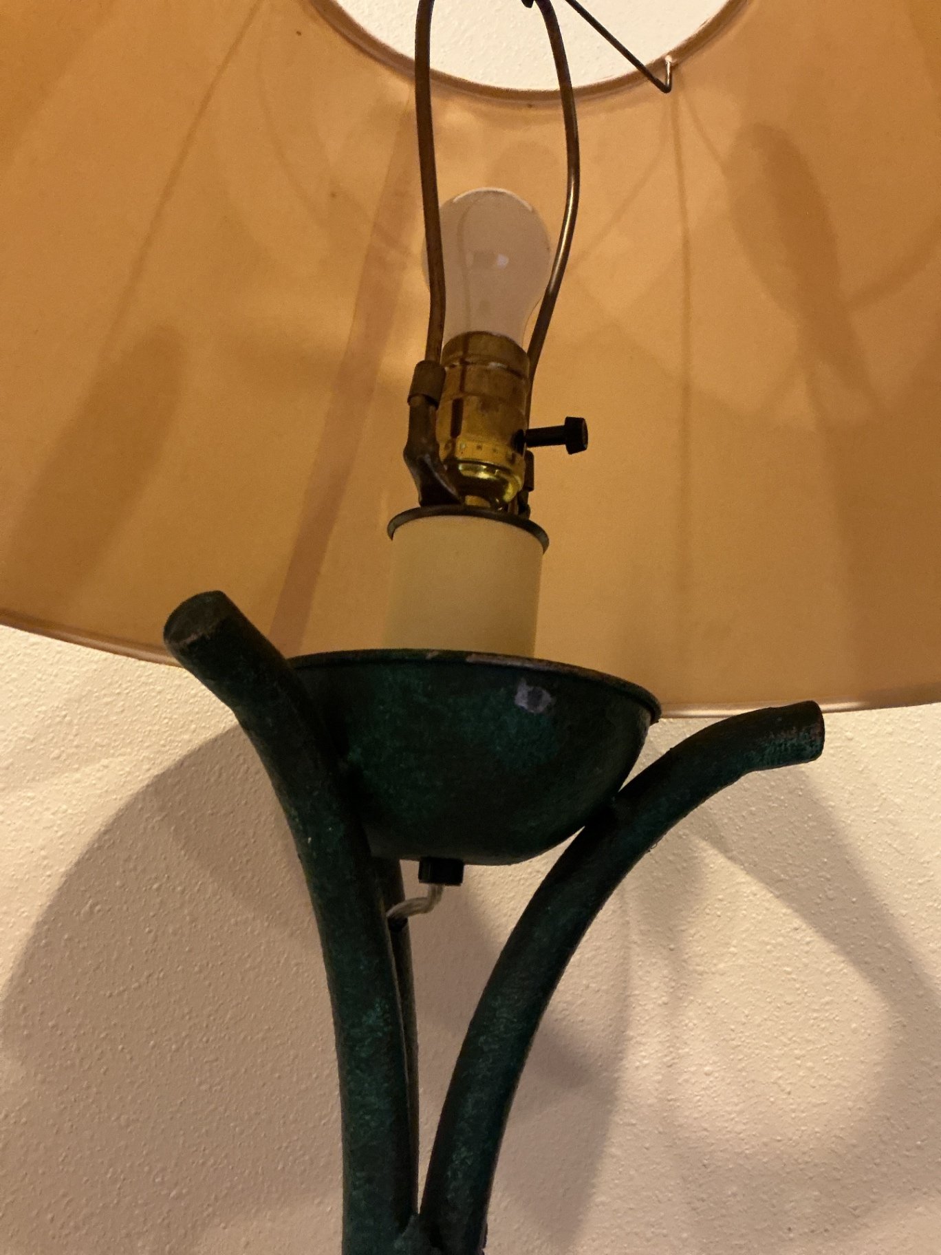 Green vine floor lamp with beige shade - image 4 of 4