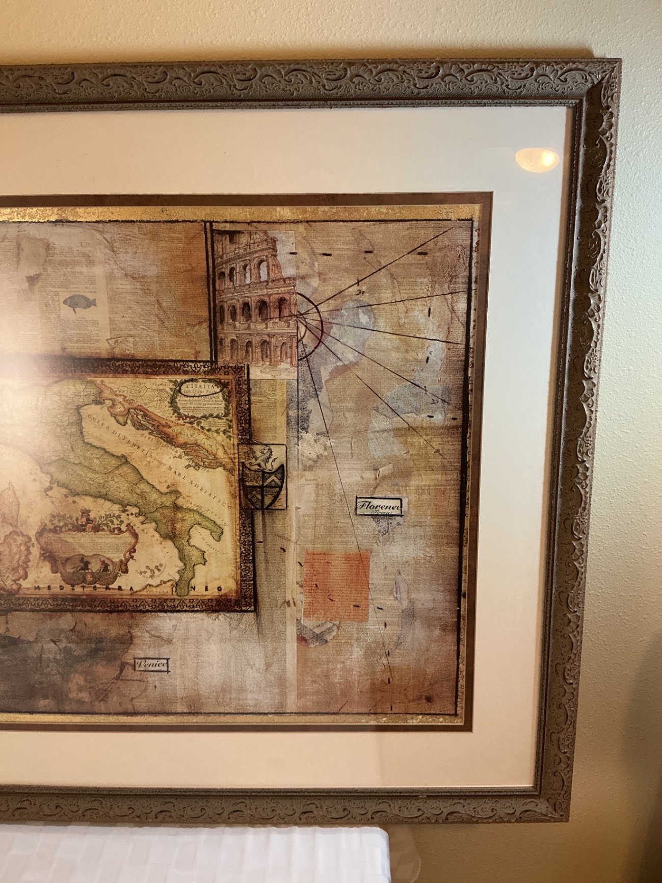 Large framed map of Italy - image 2 of 4