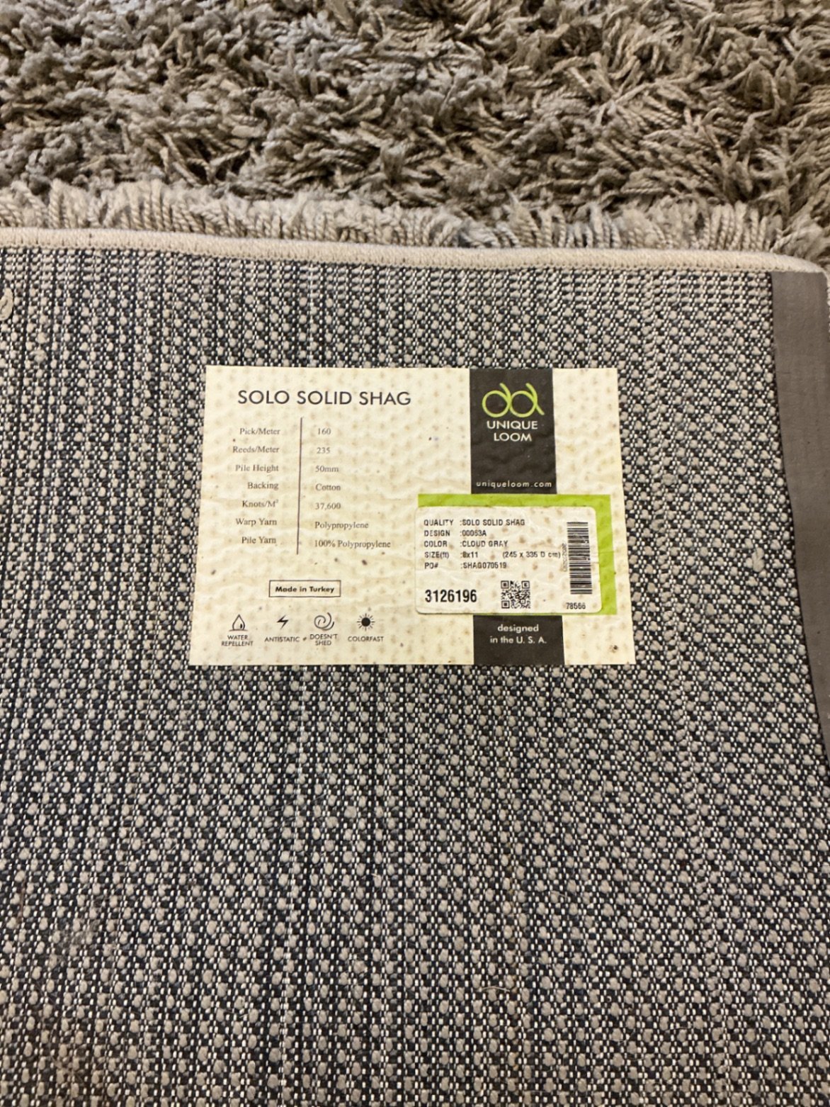 Gray shag area rug - image 4 of 4