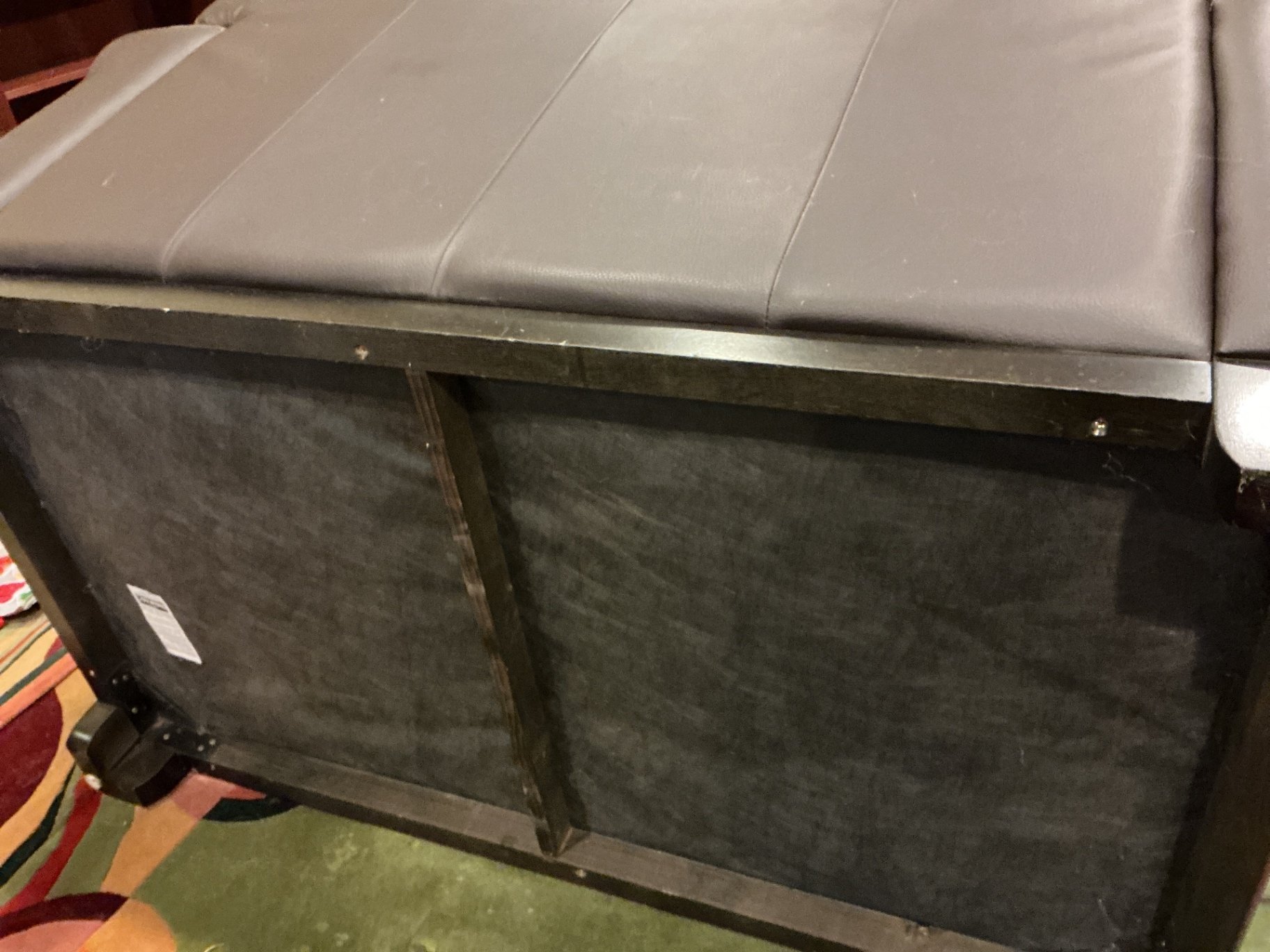 Dark brown leather loveseat with decorative pillows - image 7 of 10