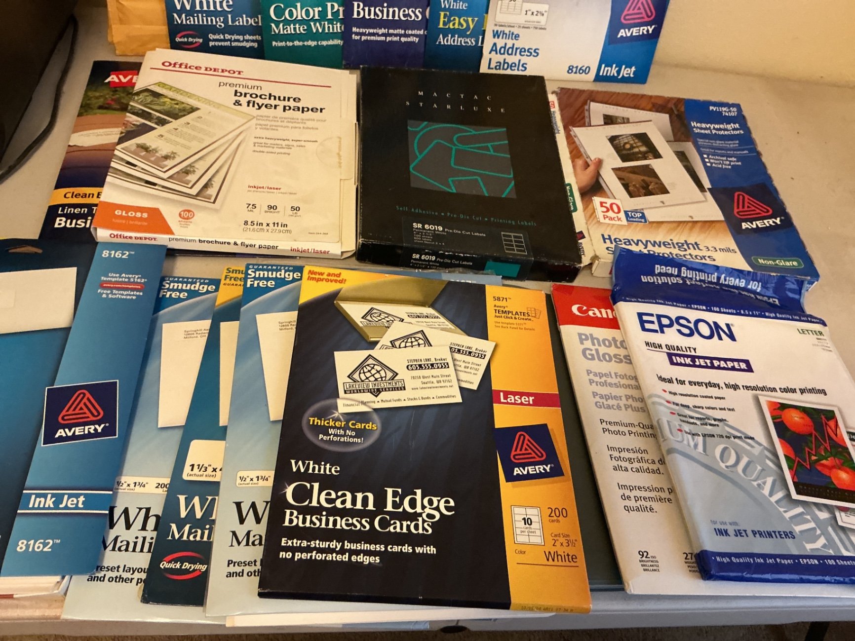 HP printer with office supplies, papers and labels - image 4 of 5