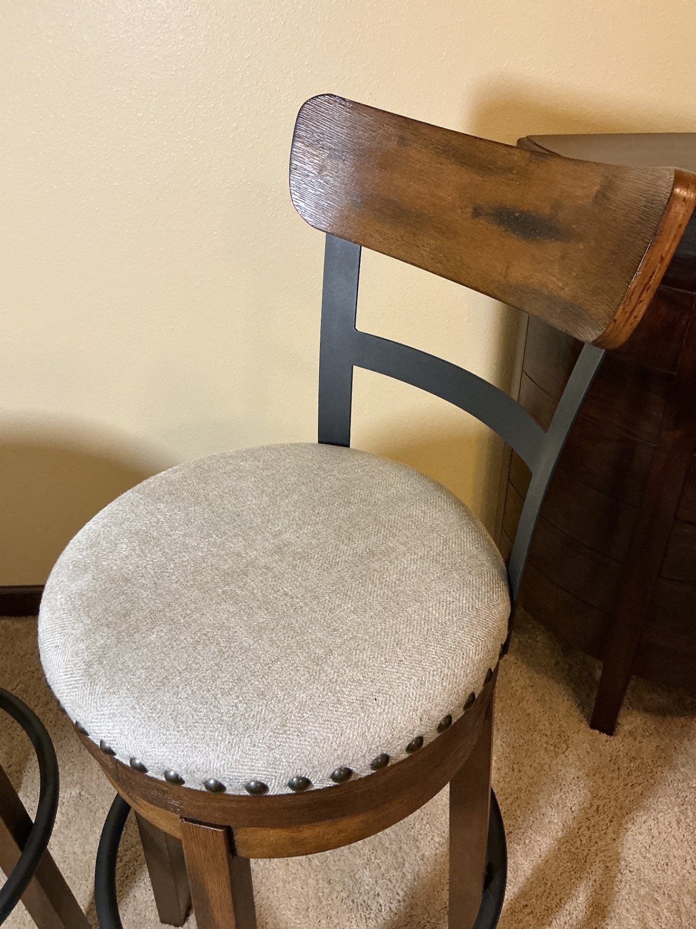 Pair of bar stools with wood and metal frame, Ashley furniture - image 5 of 5