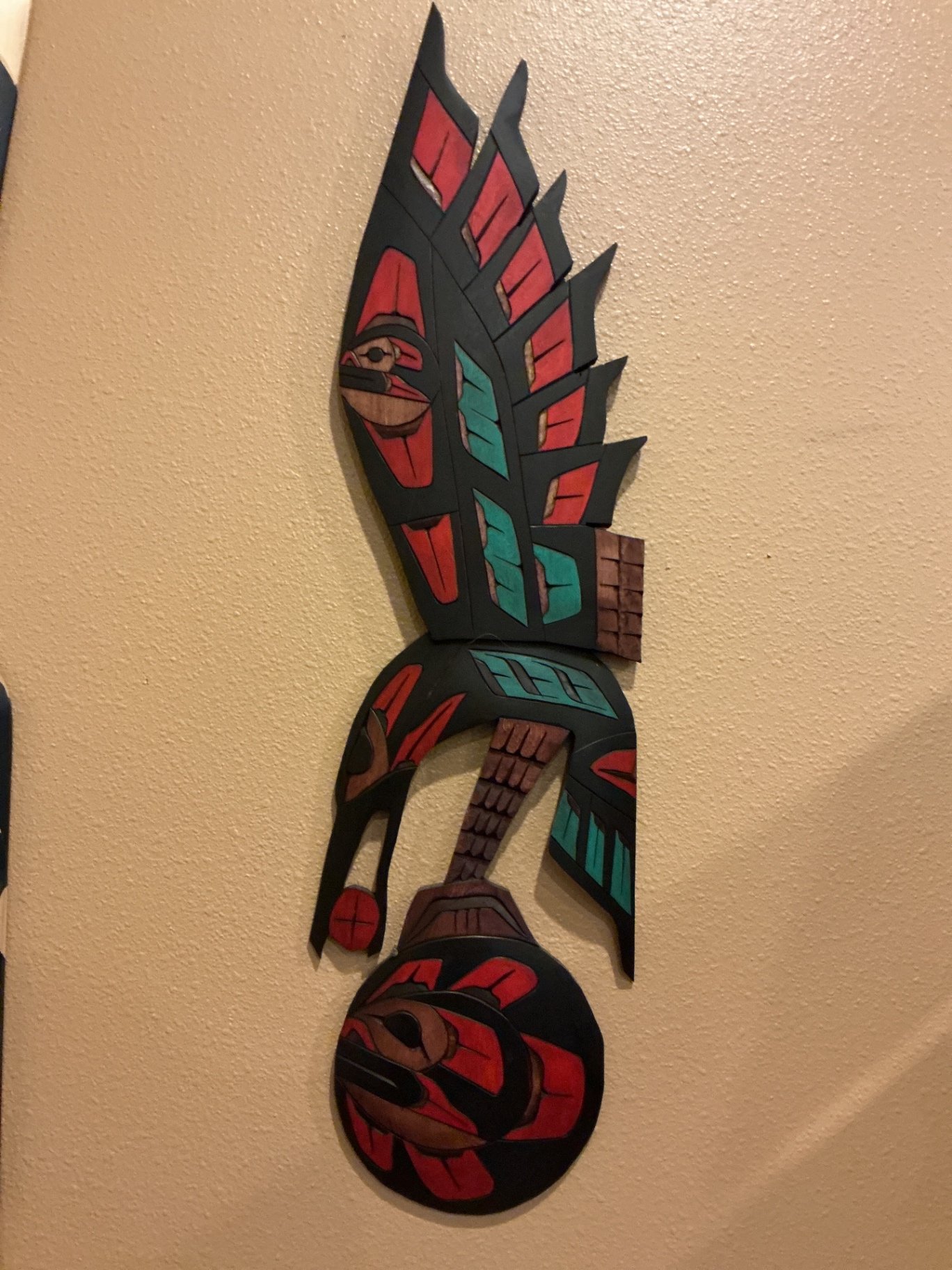 Northwest Indigenous Coast raven motif wooden wall sculpture - image 1 of 5