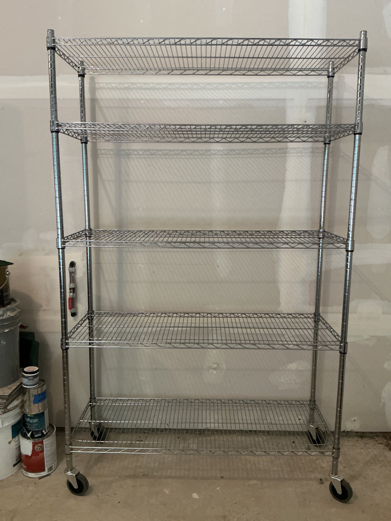 Five-Tier Chrome Wire Shelving Unit on Casters - image 1 of 4