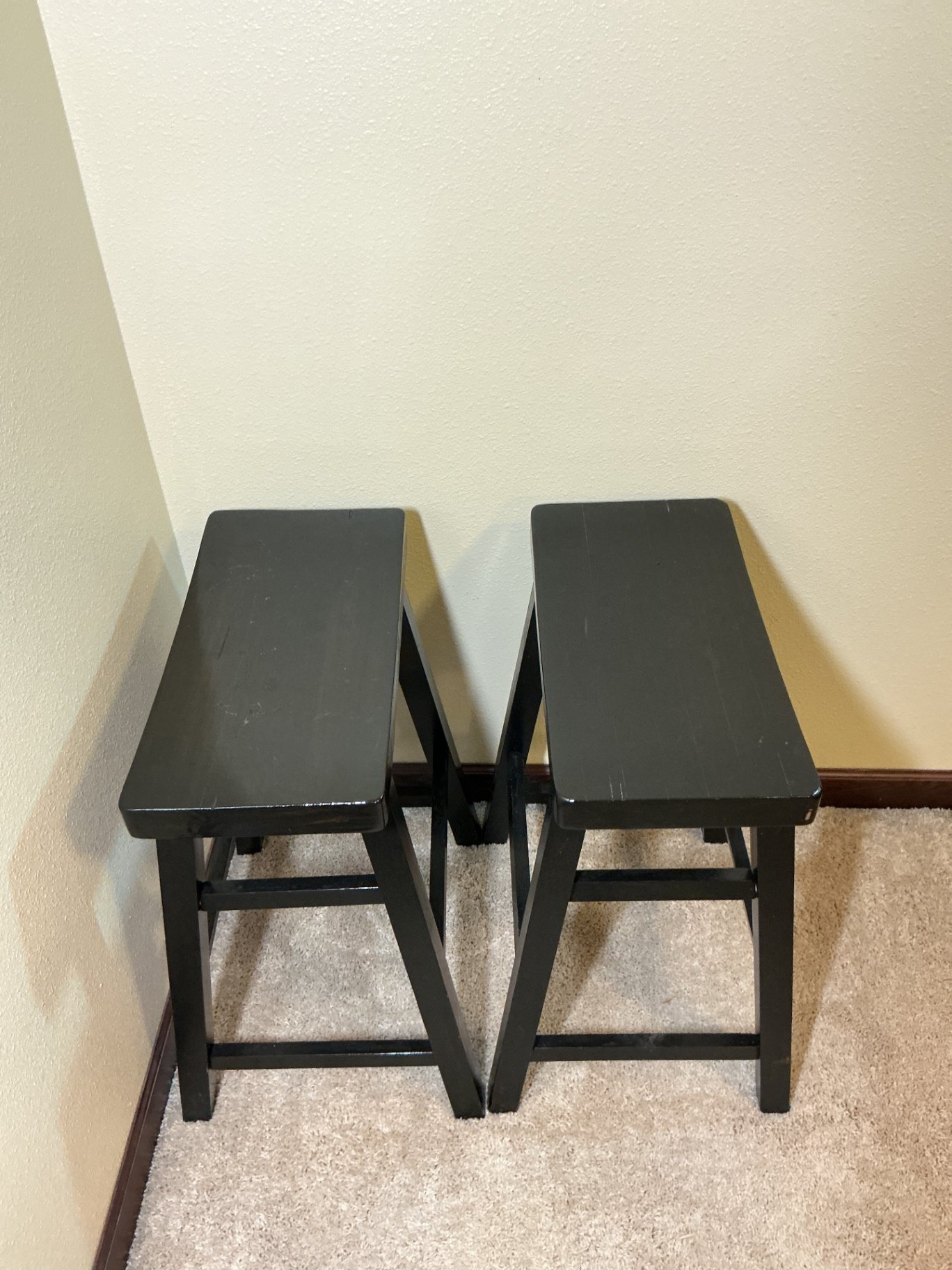 Pair of black wooden stools - image 2 of 3