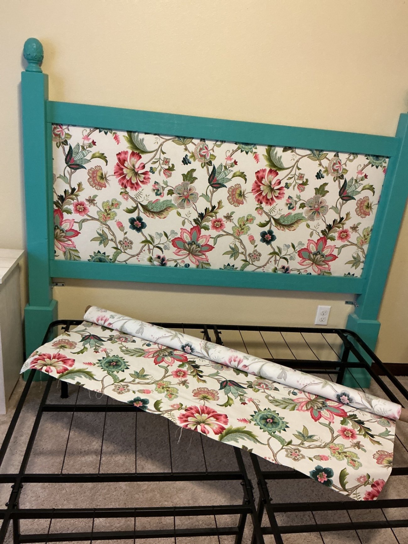 Queen headboard and folding black bedframe  - image 4 of 6