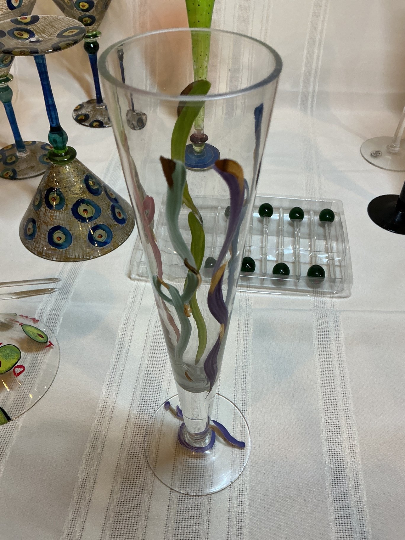 Hand-painted glassware collection with martini and champagne glasses - image 8 of 11
