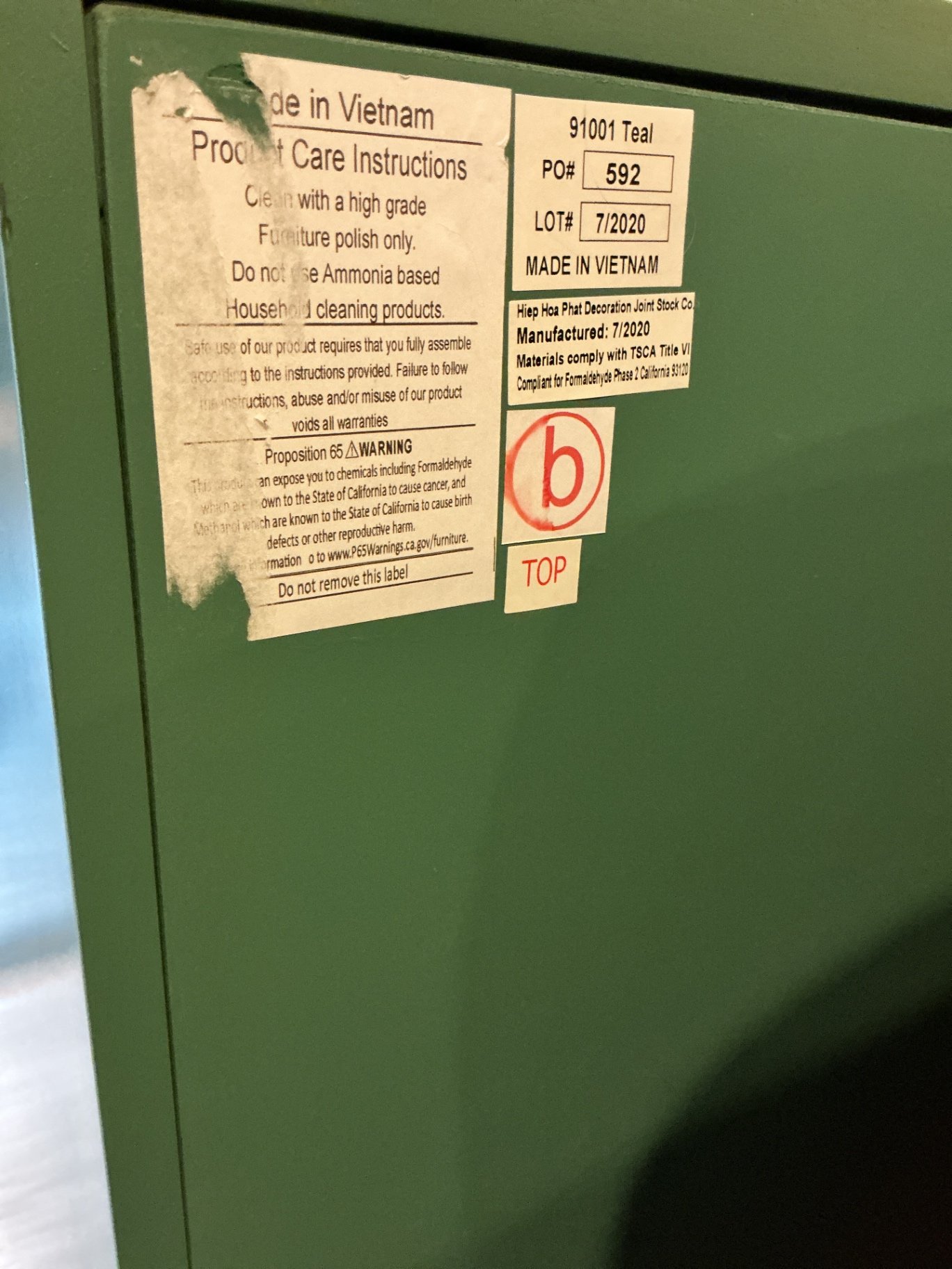 Teal-green lattice-door cabinet - image 6 of 6