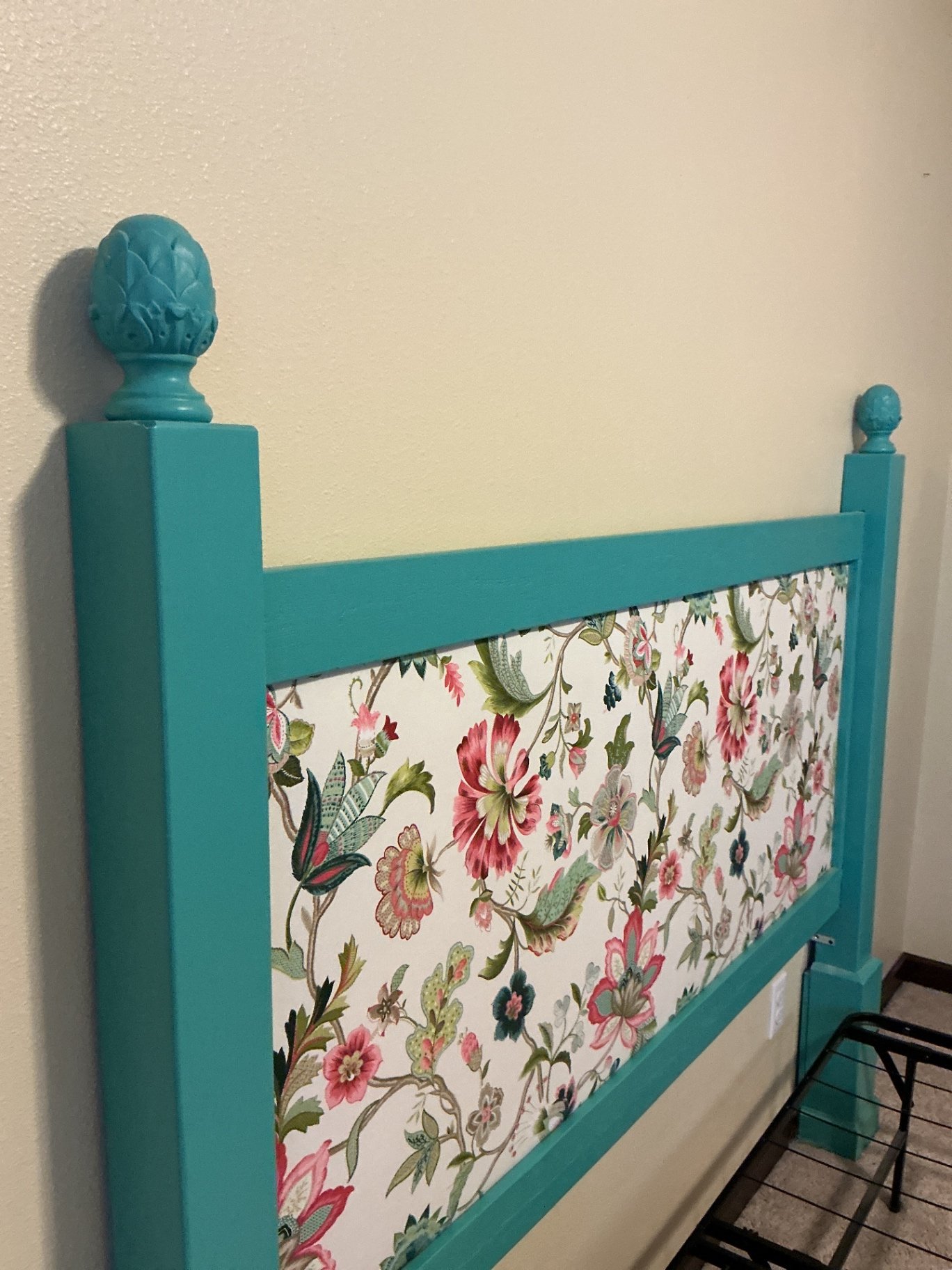 Queen headboard and folding black bedframe  - image 5 of 6