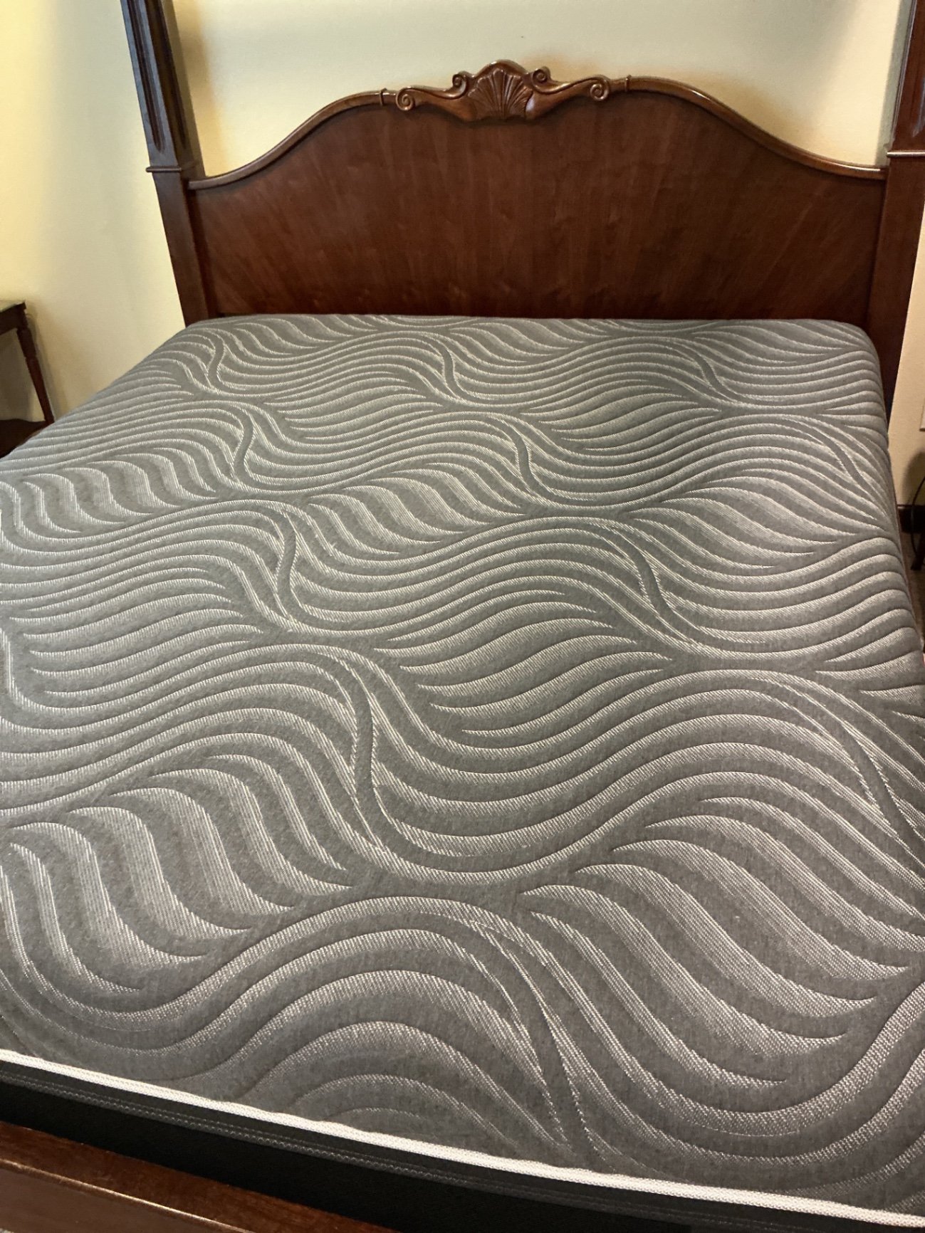 Wooden four-poster king canopy bed with carved headboard - image 3 of 9