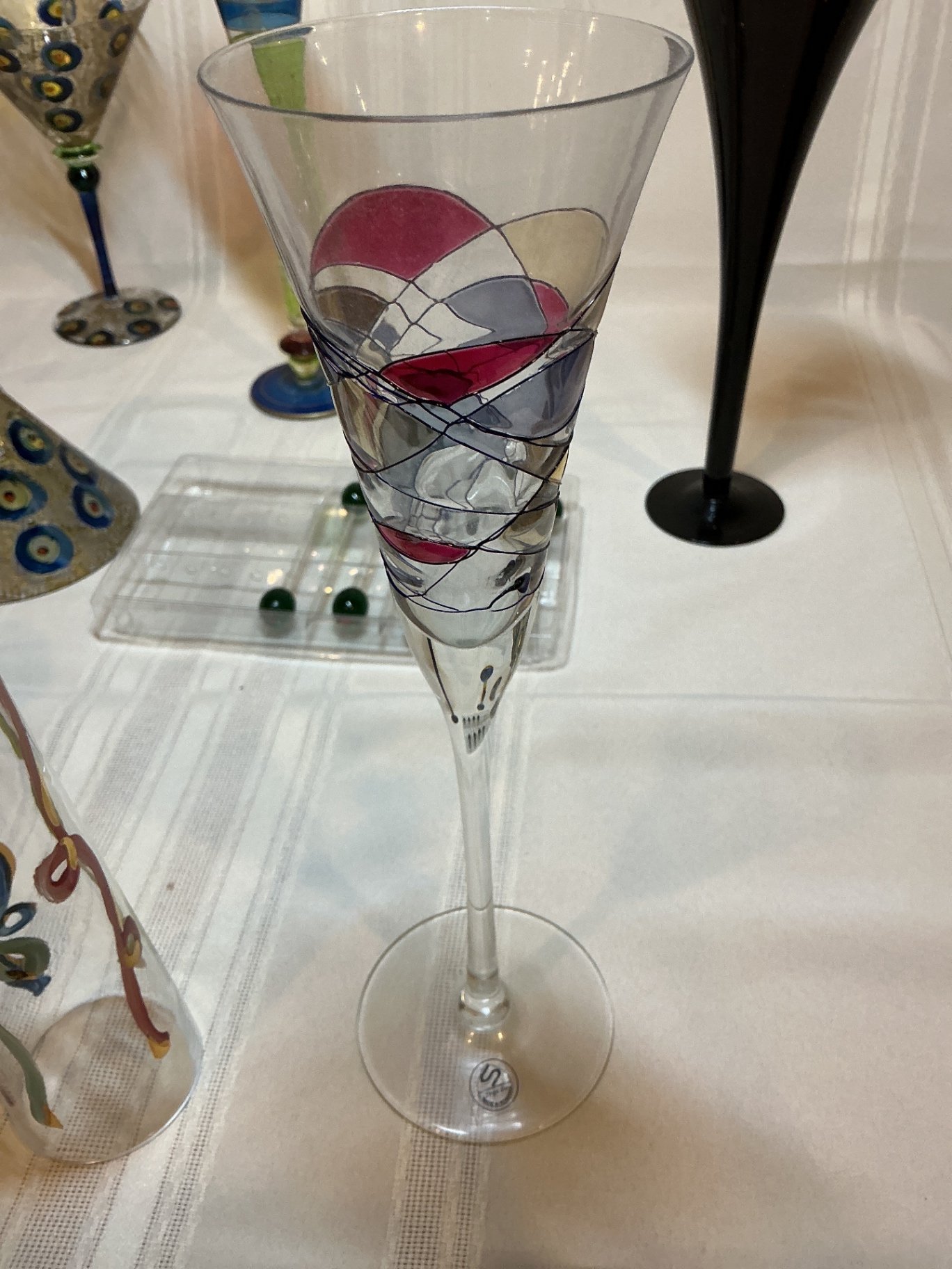Hand-painted glassware collection with martini and champagne glasses - image 9 of 11
