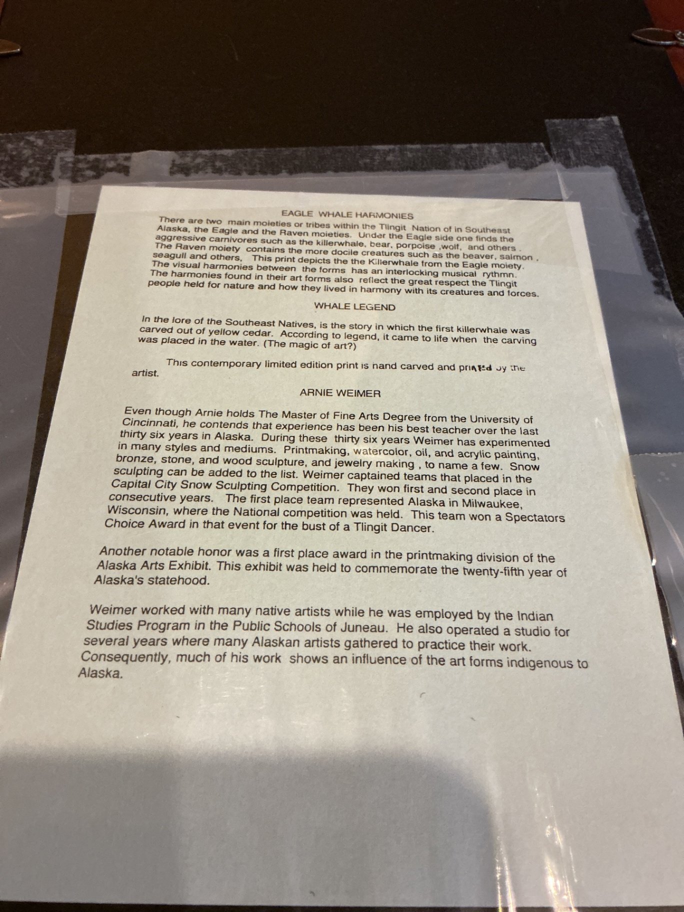 Eagle Whale Harmonies copper relief, edition 37/45, by Arnie Weimer - image 6 of 6