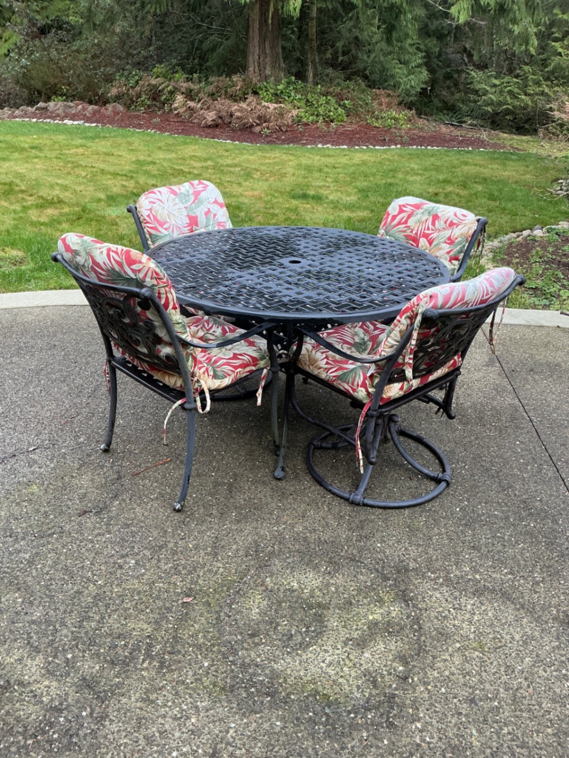 Round Metal Patio Dining Table with Four Cushioned Chairs - image 1 of 9