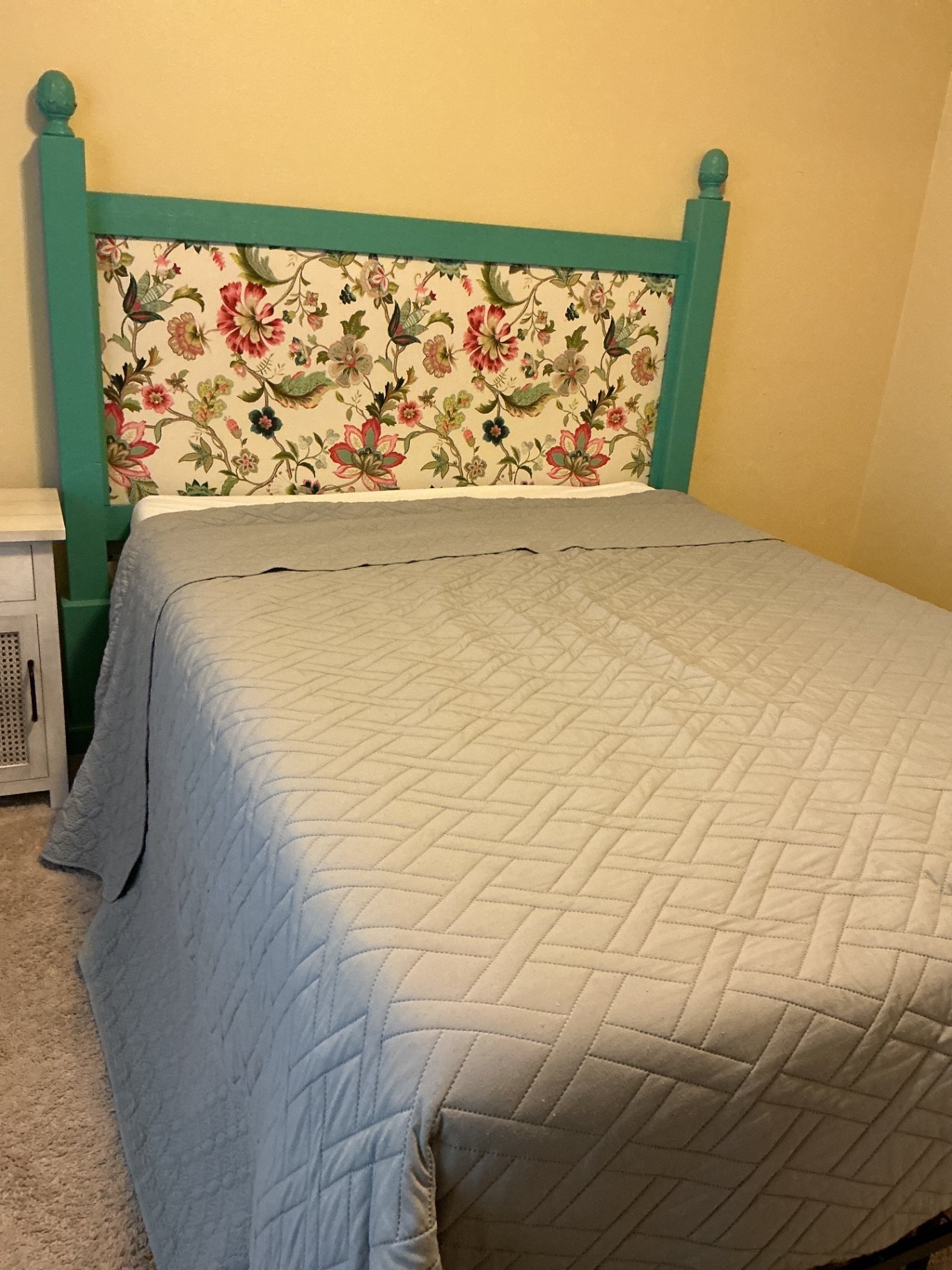 Queen headboard and folding black bedframe  - image 2 of 6