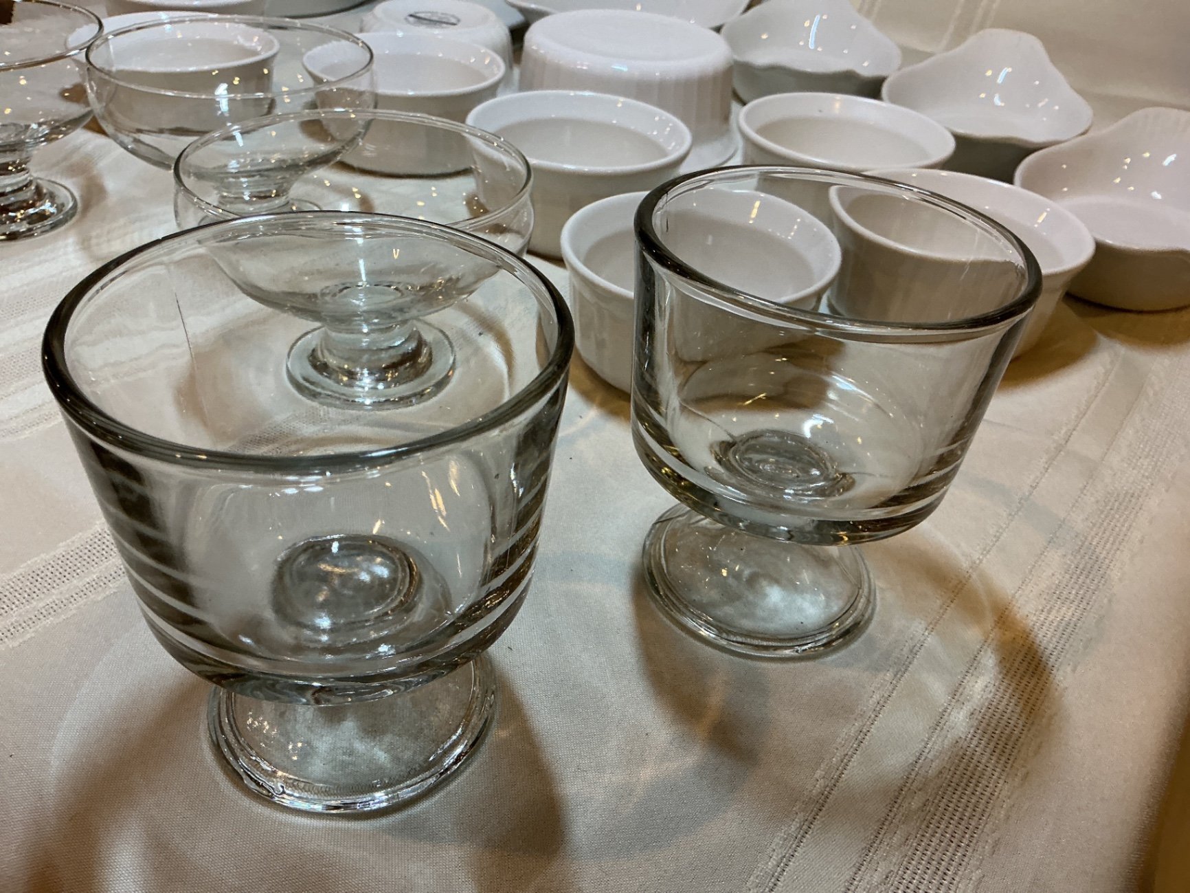 White ceramic bowls, leaf dishes and clear glass serving dishes - image 5 of 5