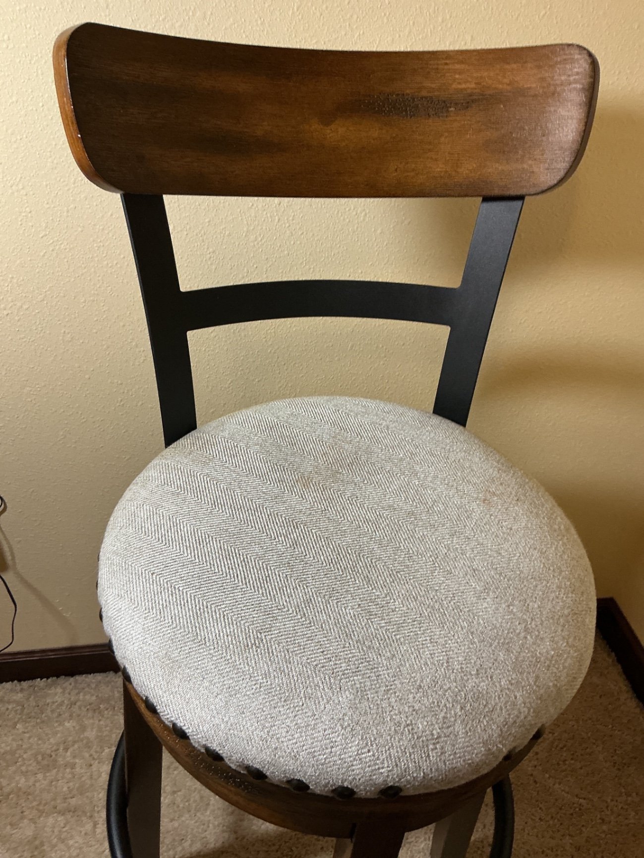 Pair of bar stools with wood and metal frame, Ashley furniture - image 4 of 5