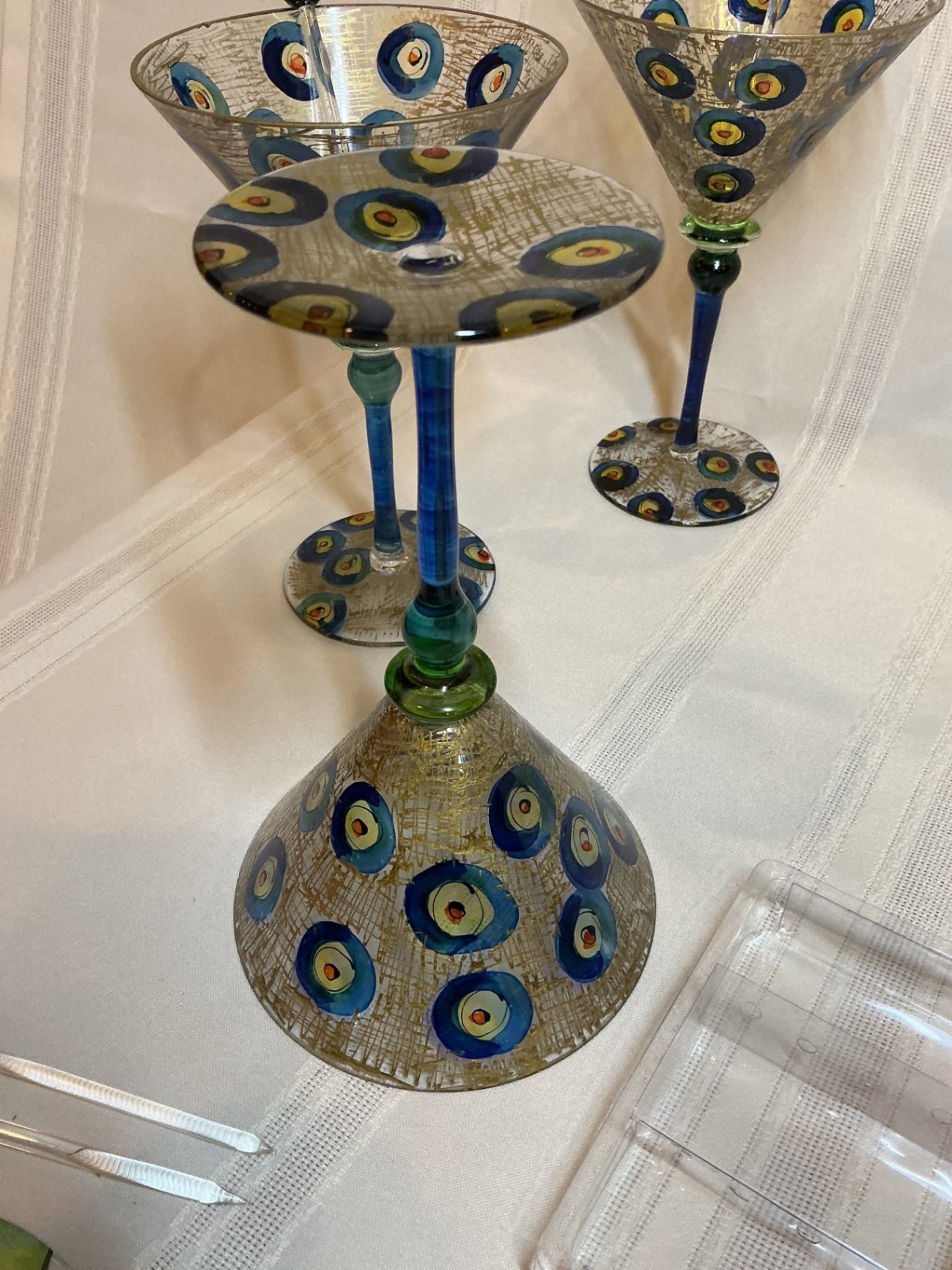 Hand-painted glassware collection with martini and champagne glasses - image 5 of 11