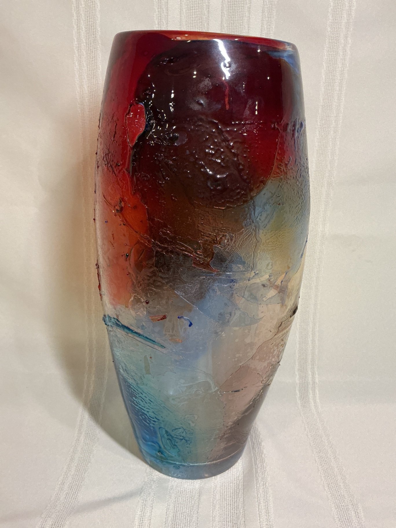 Two hand blown multicolored art glass vases  - image 5 of 5