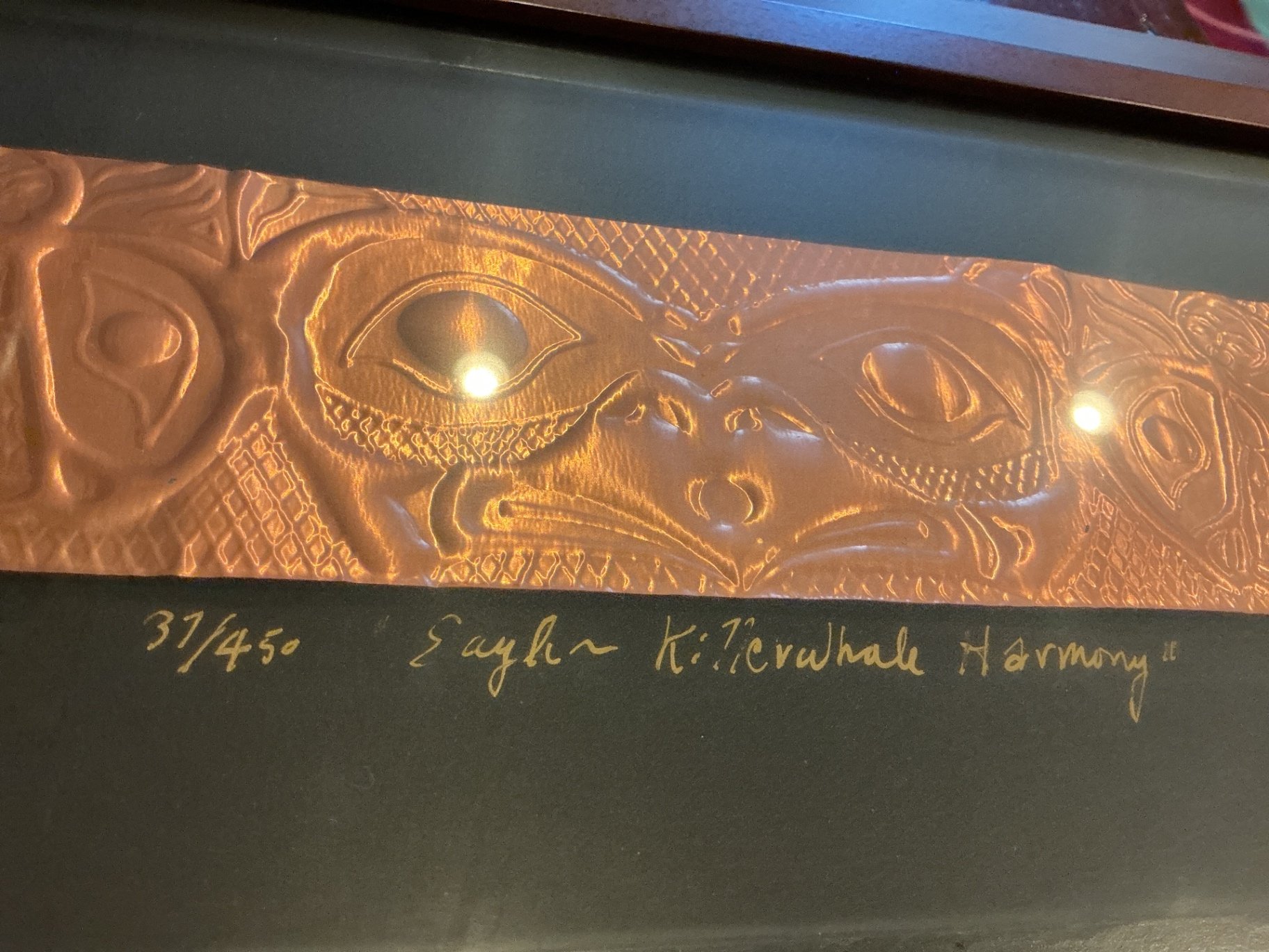 Eagle Whale Harmonies copper relief, edition 37/45, by Arnie Weimer - image 2 of 6