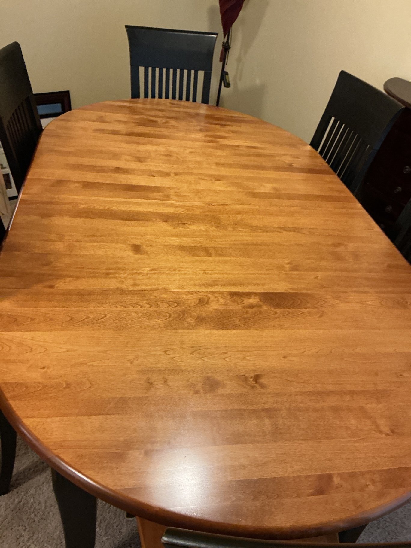 Oval dining table with six slat-back chairs - image 4 of 11