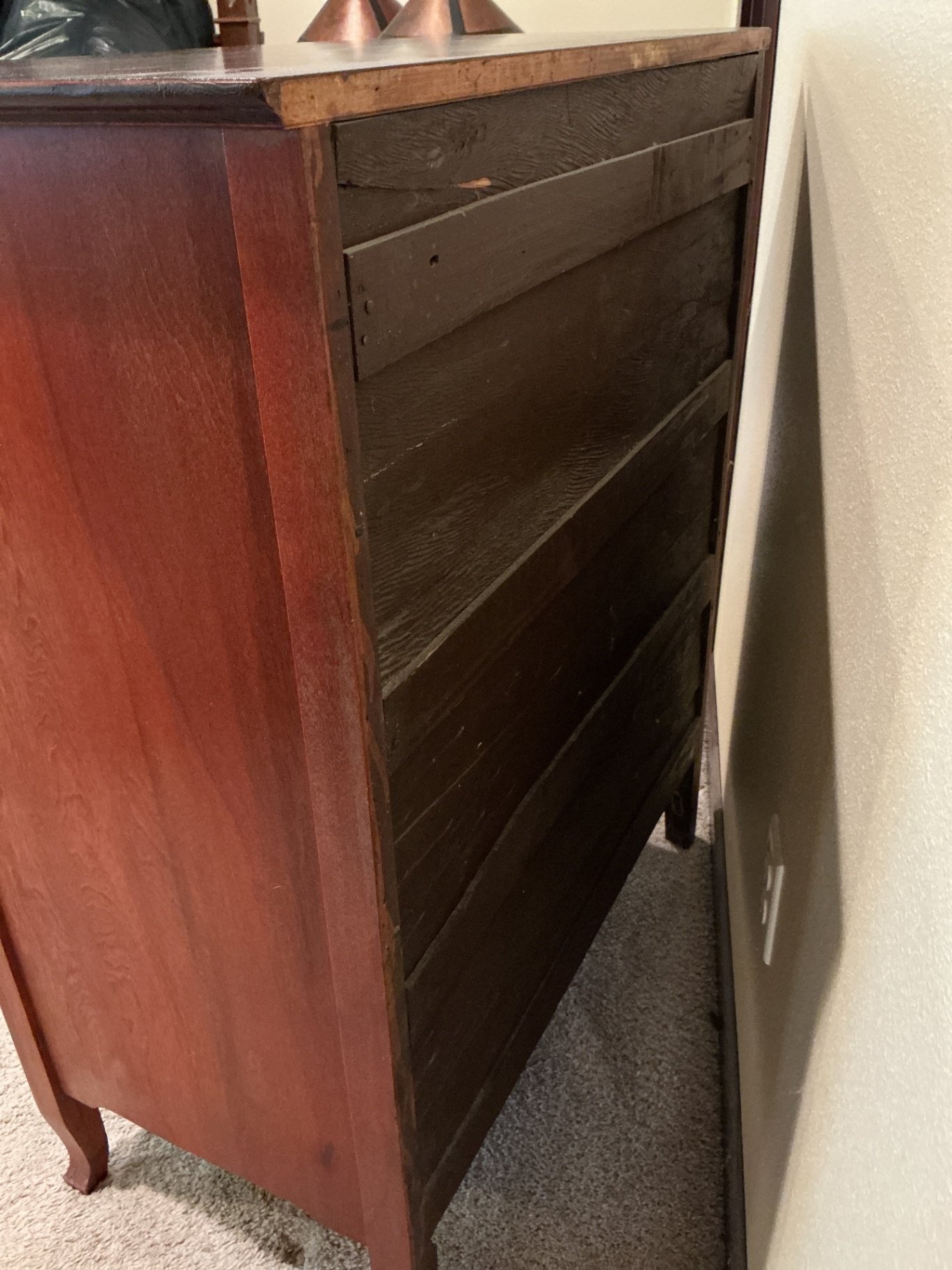 Vintage curved-front dresser with brass hardware - image 8 of 8