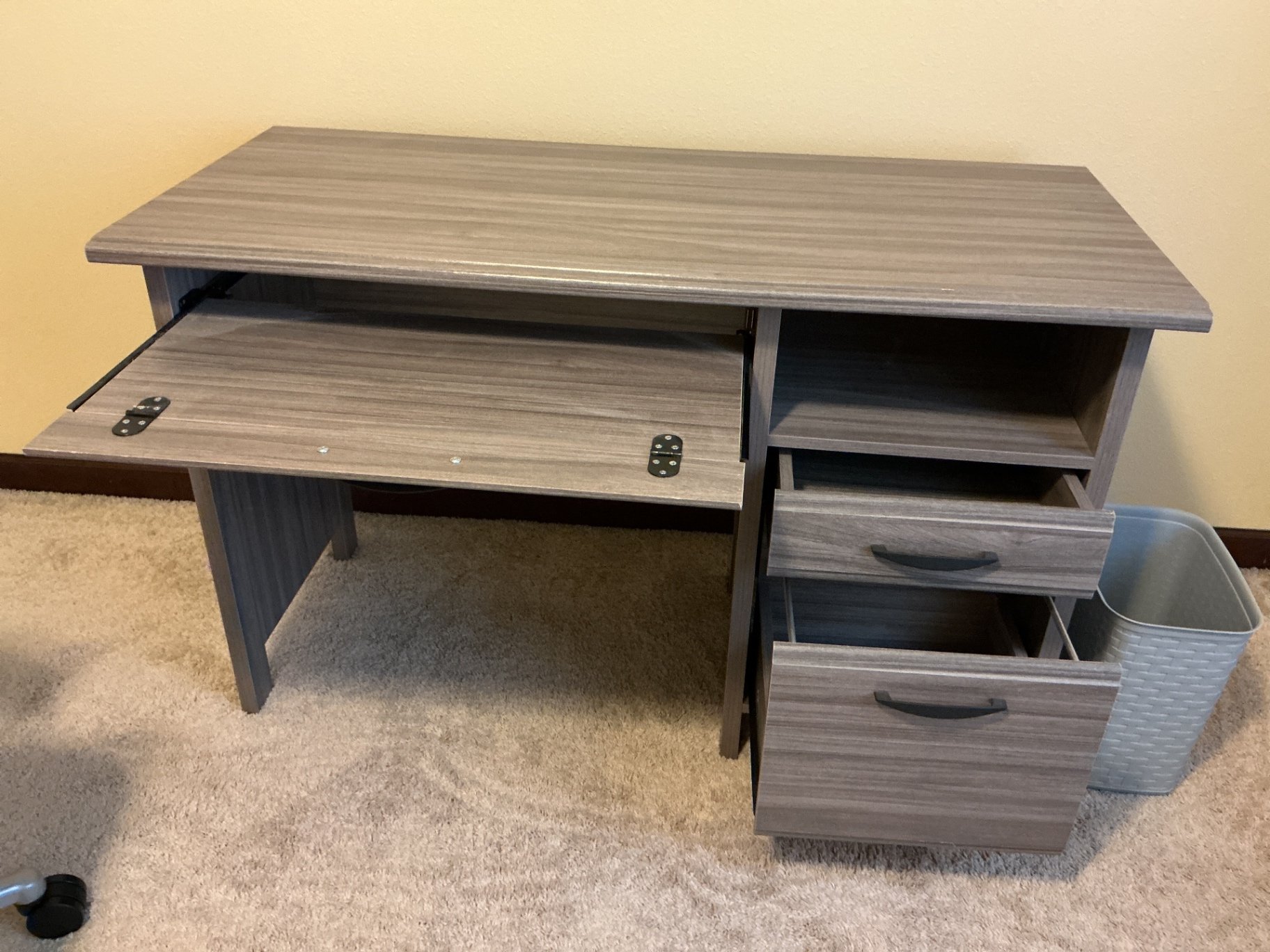 Gray desk with Orange swivel Office chair - image 4 of 4