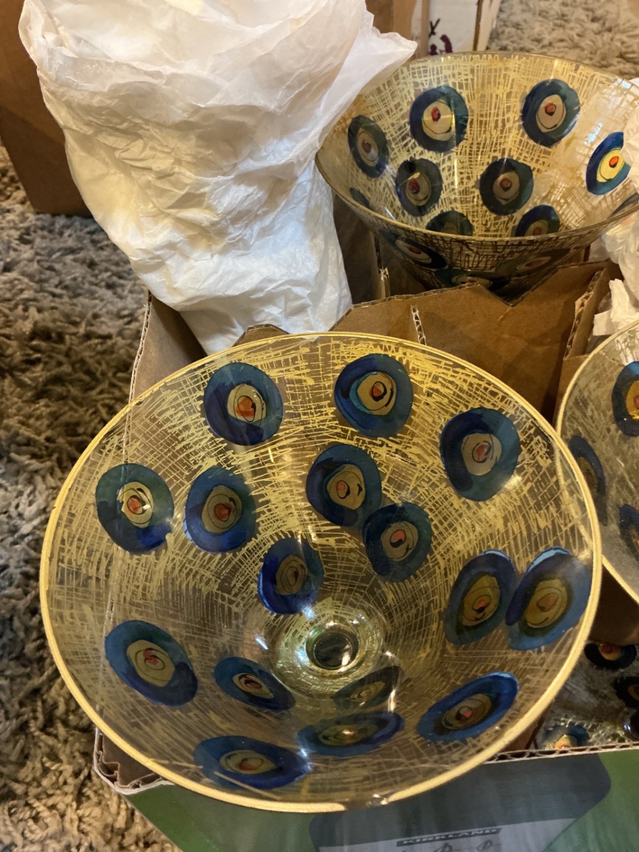 Hand-painted glassware collection with martini and champagne glasses - image 2 of 11