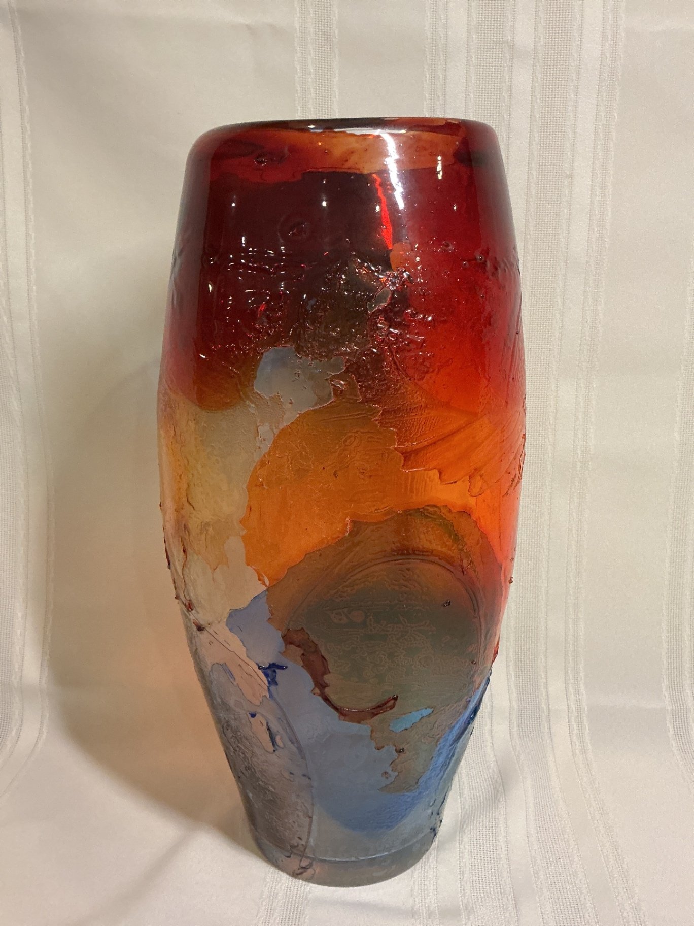 Two hand blown multicolored art glass vases  - image 4 of 5