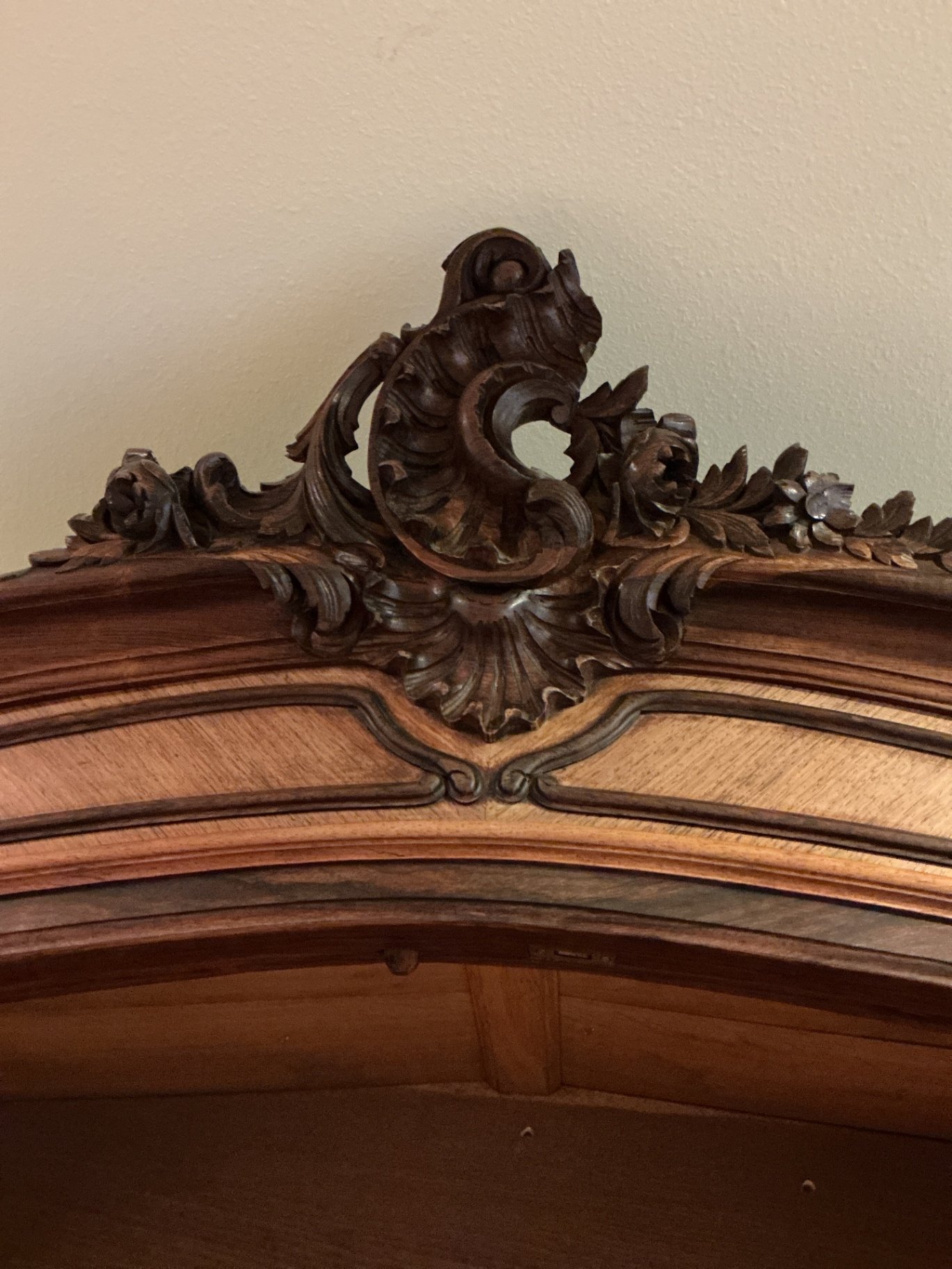 Vintage, Louis XV Style, carved wooden armoire with mirrored doors - image 8 of 9