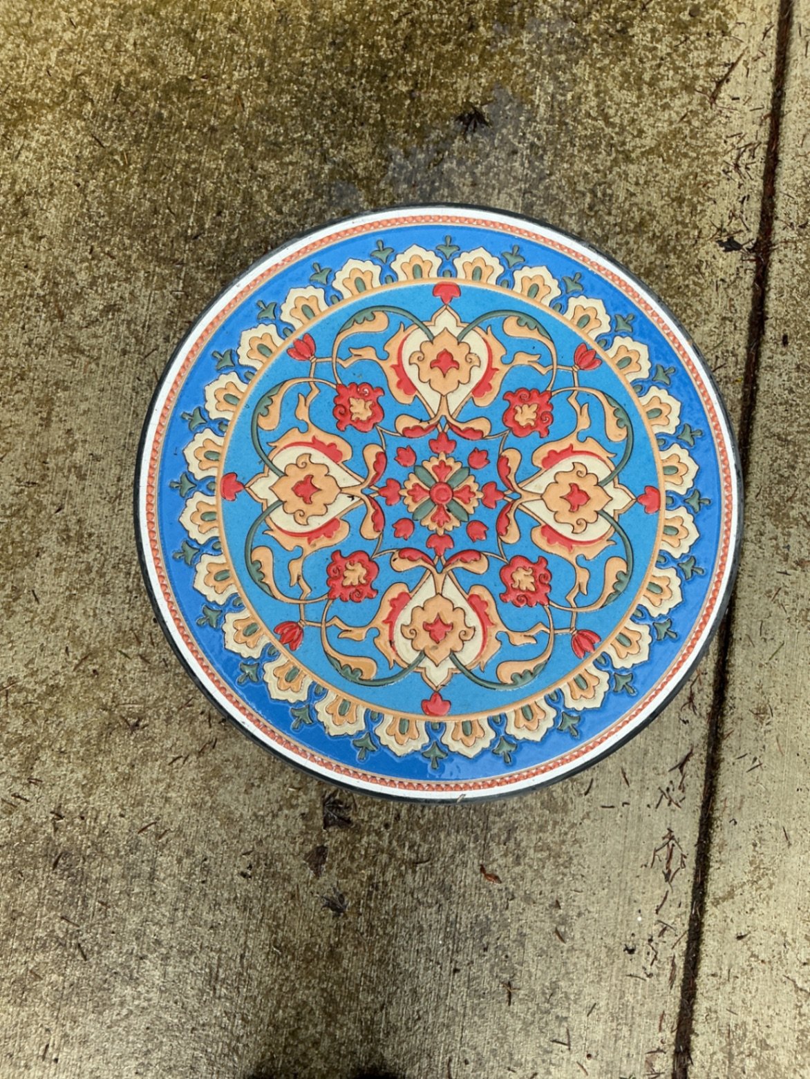 Outdoor wicker chaise lounges with red cushions and mosaic-topped table - image 6 of 6