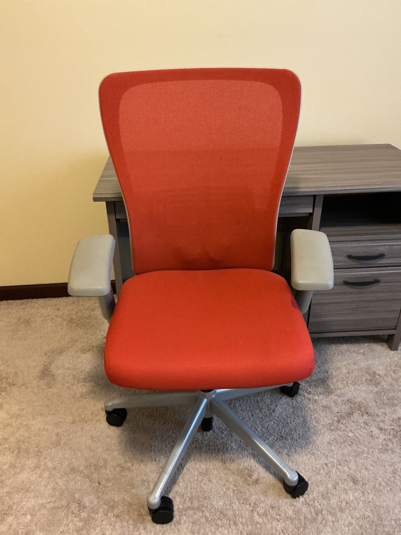 Gray desk with Orange swivel Office chair - image 2 of 4