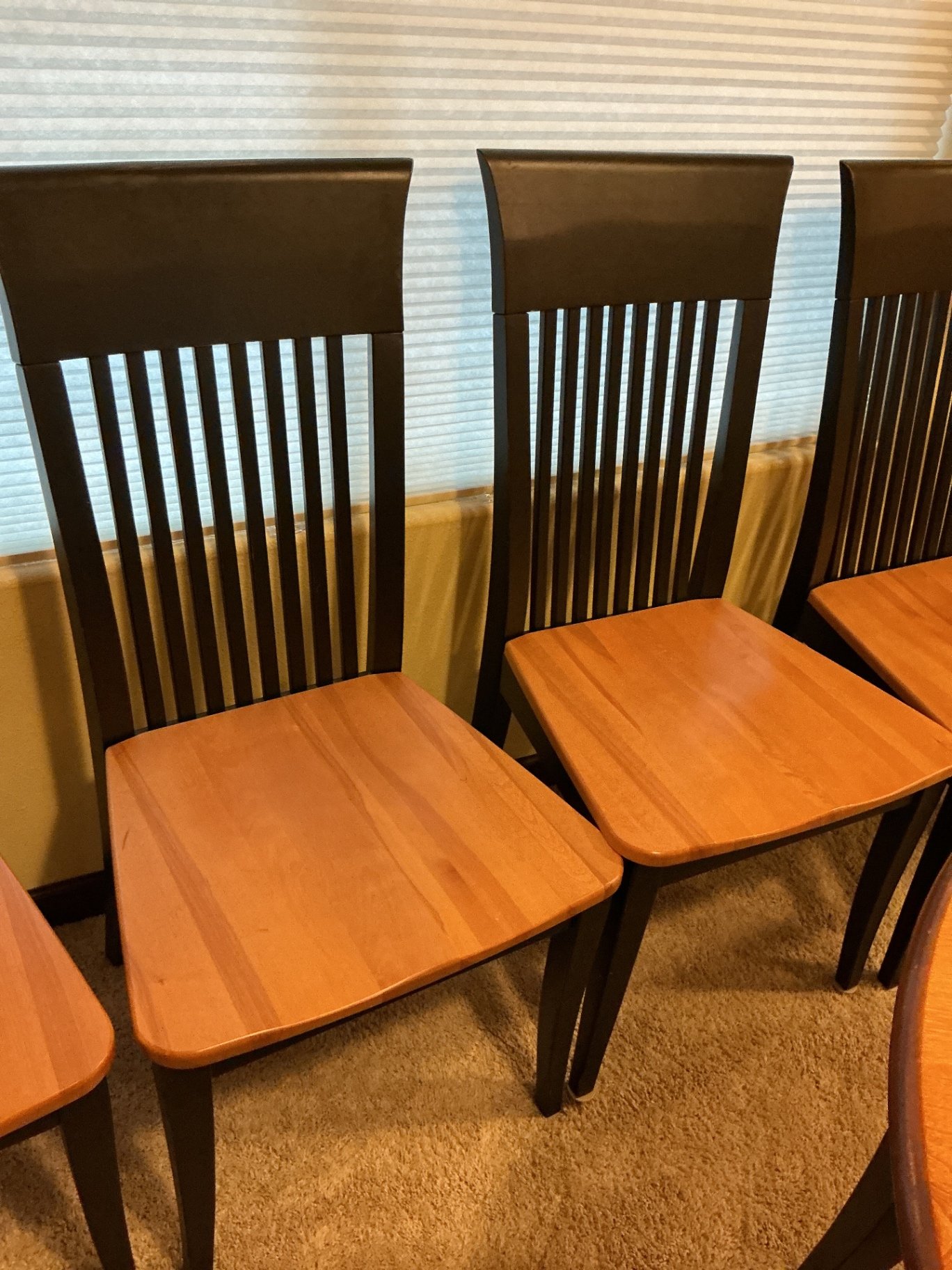 Oval dining table with six slat-back chairs - image 6 of 11