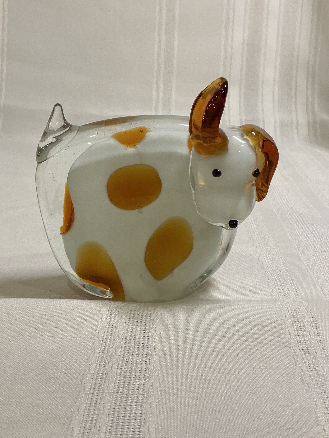 Set of decorative glass items: cow figurine, vases, bottle, and ornament - image 2 of 5