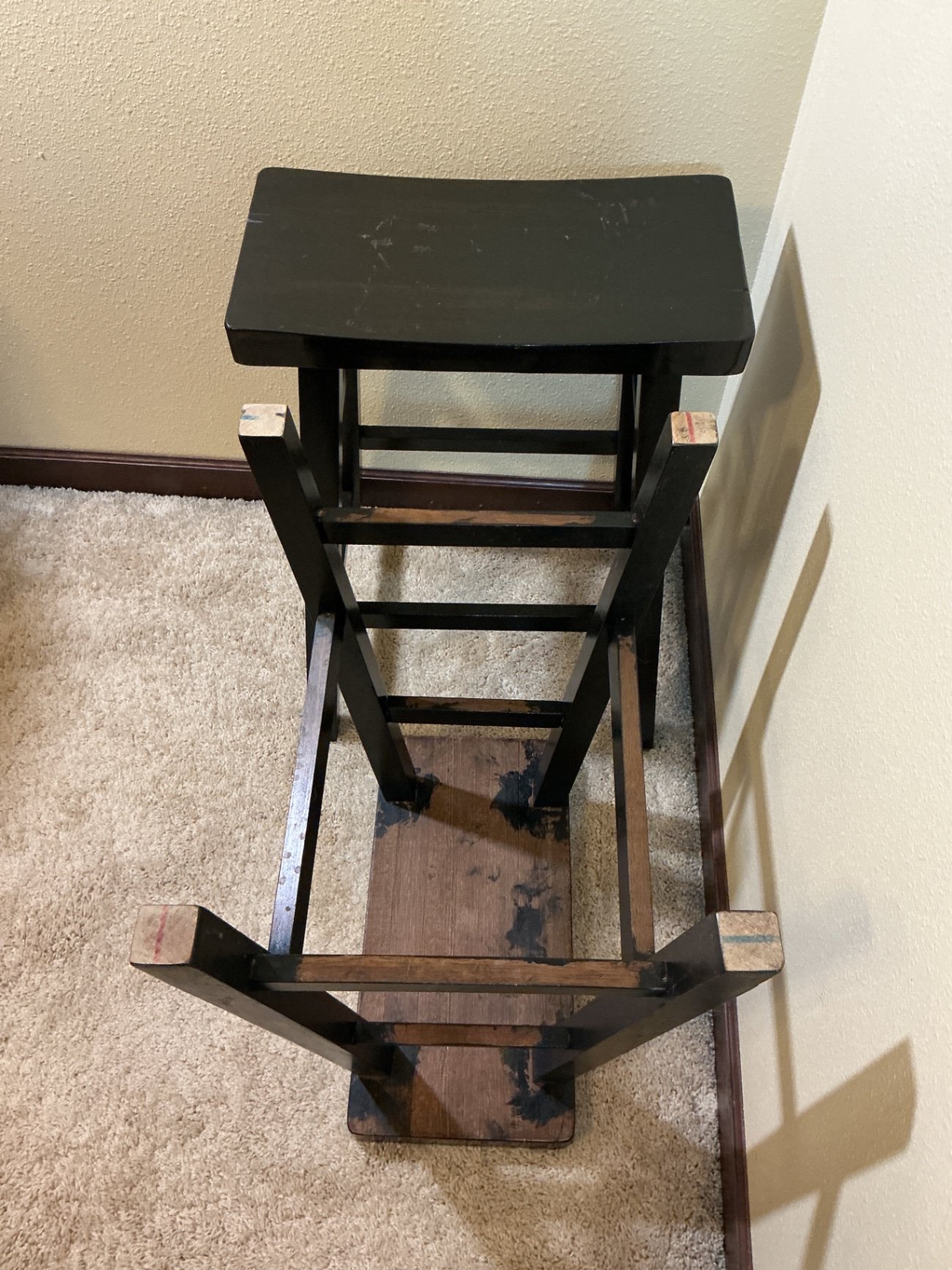 Pair of black wooden stools - image 3 of 3