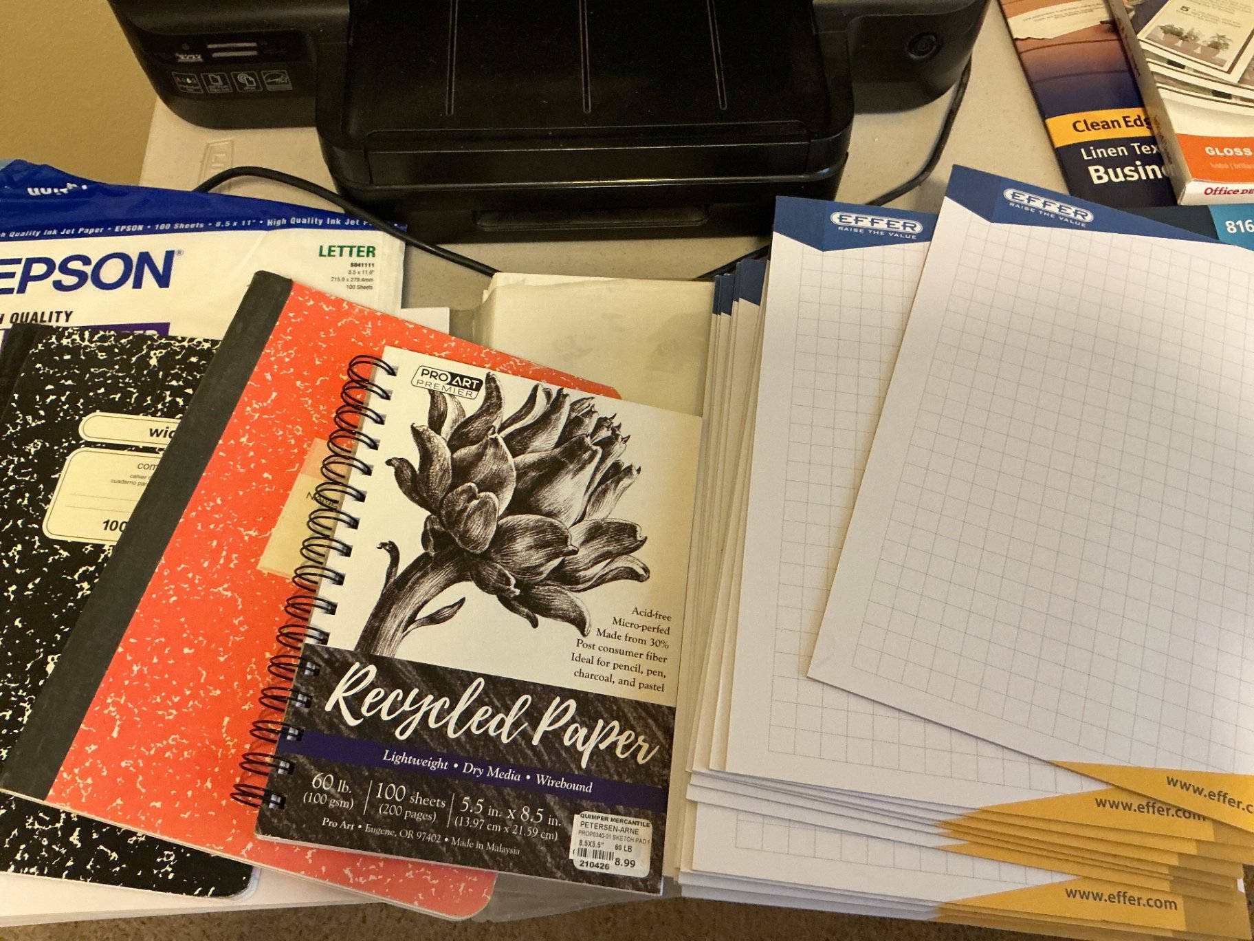 HP printer with office supplies, papers and labels - image 5 of 5