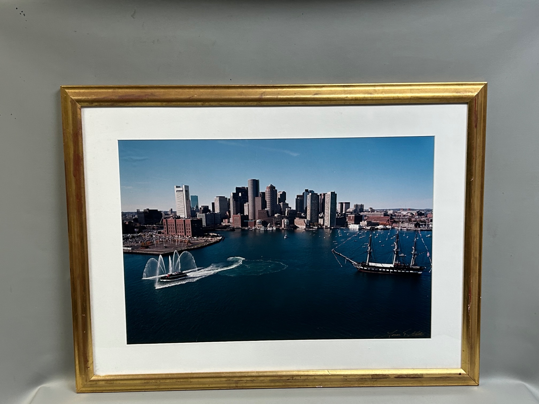 Vintage Photograph of Boston Harbor Signed   - image 1 of 5